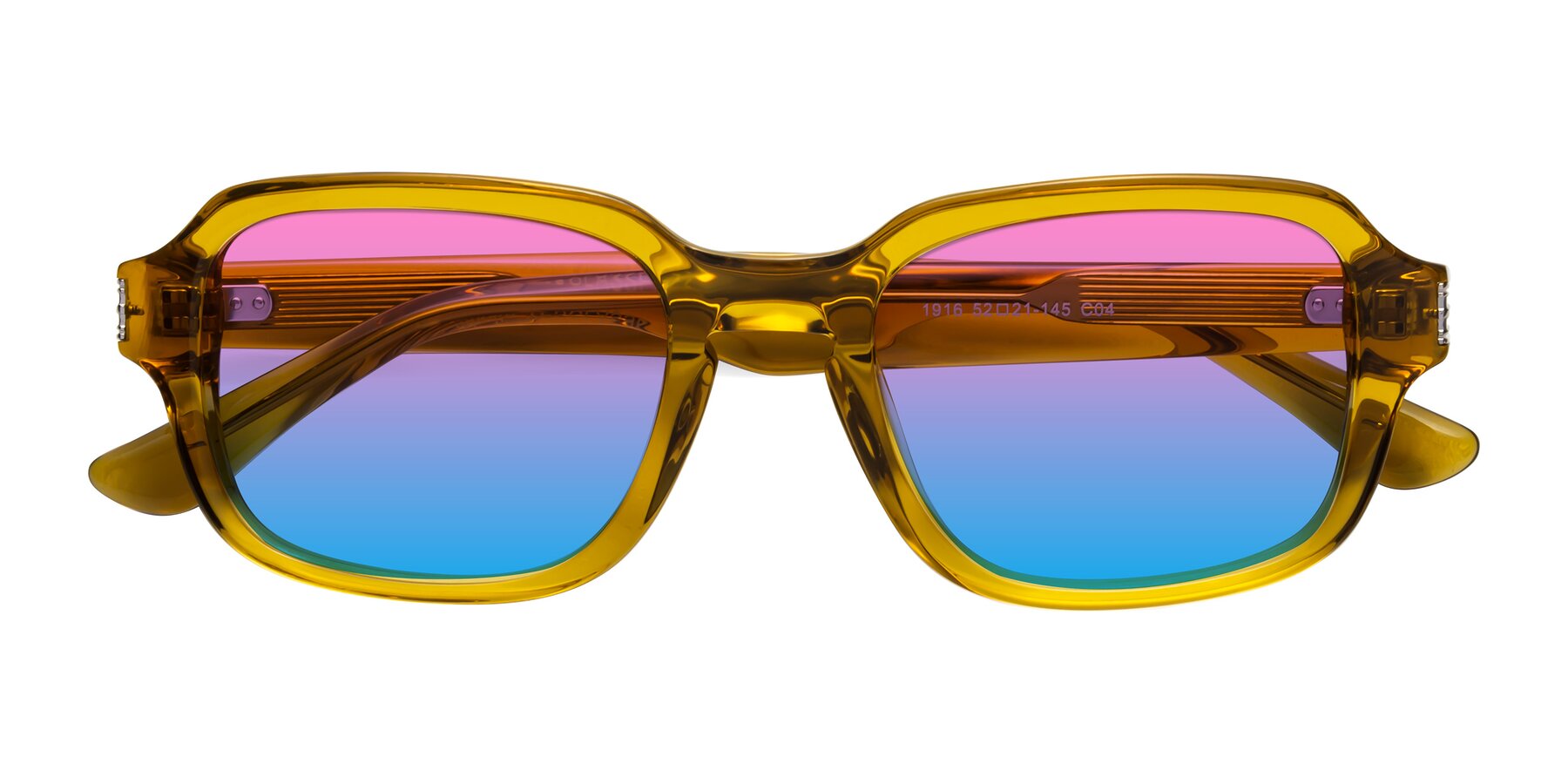 Folded Front of Infinite in Amber with Pink / Blue Gradient Lenses