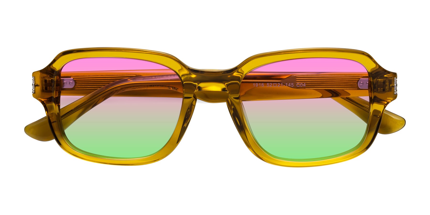 Folded Front of Infinite in Amber with Pink / Green Gradient Lenses