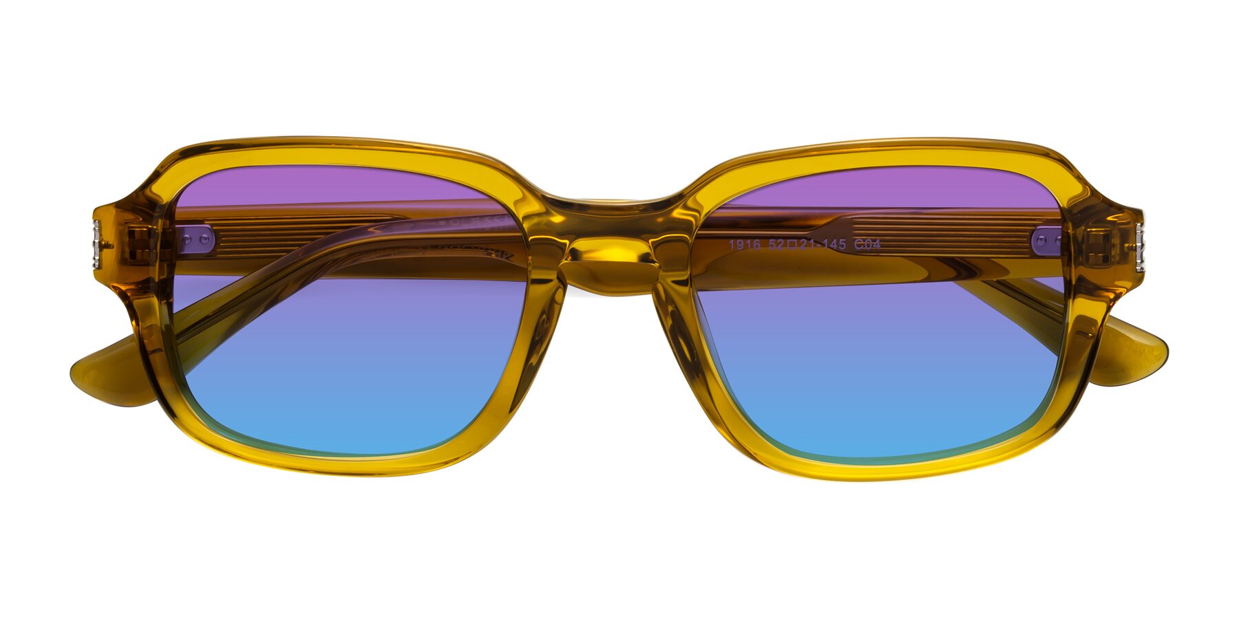 Folded Front of Infinite in Amber with Purple / Blue Gradient Lenses
