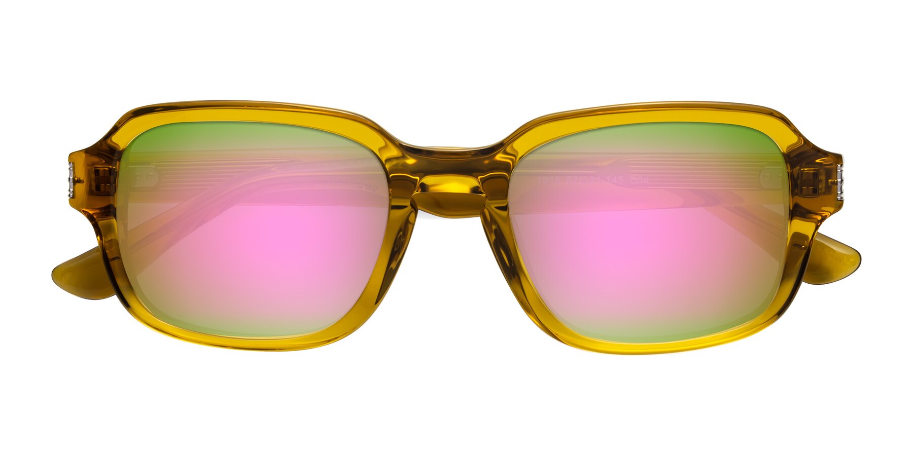 Folded Front of Infinite in Amber with Pink Mirrored Lenses