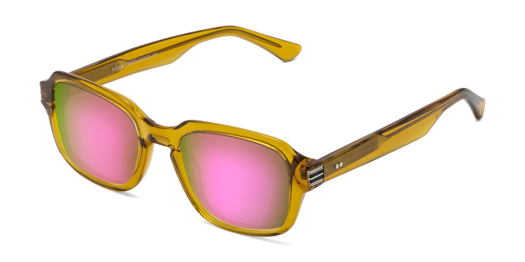 Angle of Infinite in Amber with Pink Mirrored Lenses