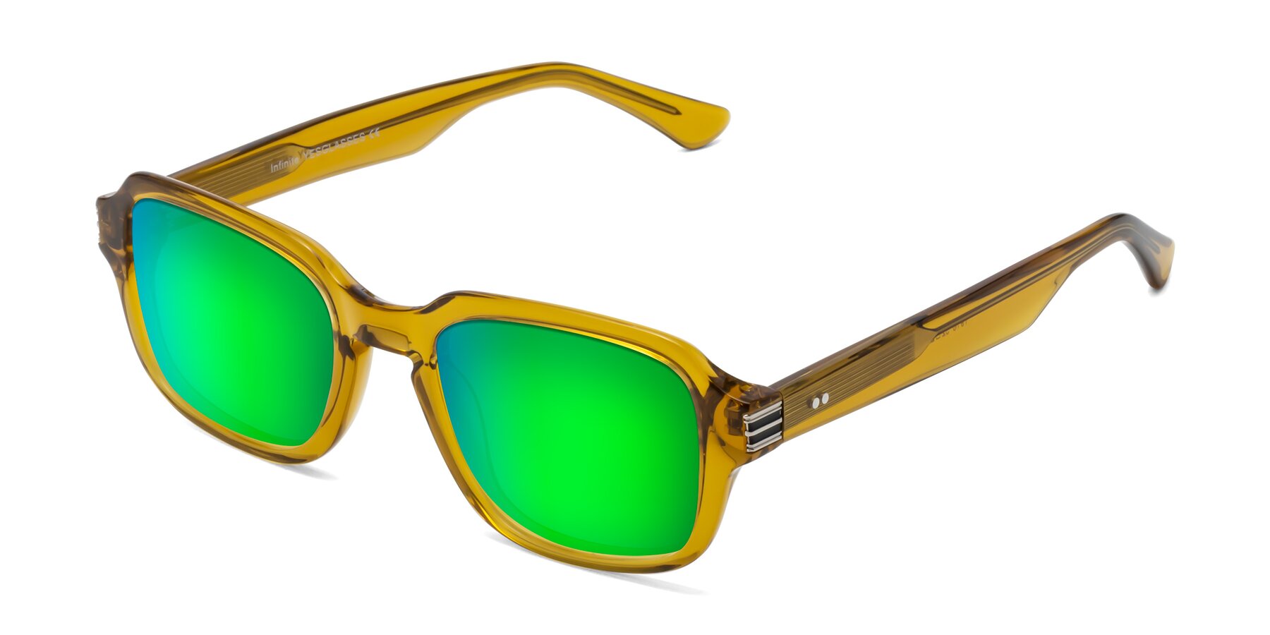 Angle of Infinite in Amber with Green Mirrored Lenses
