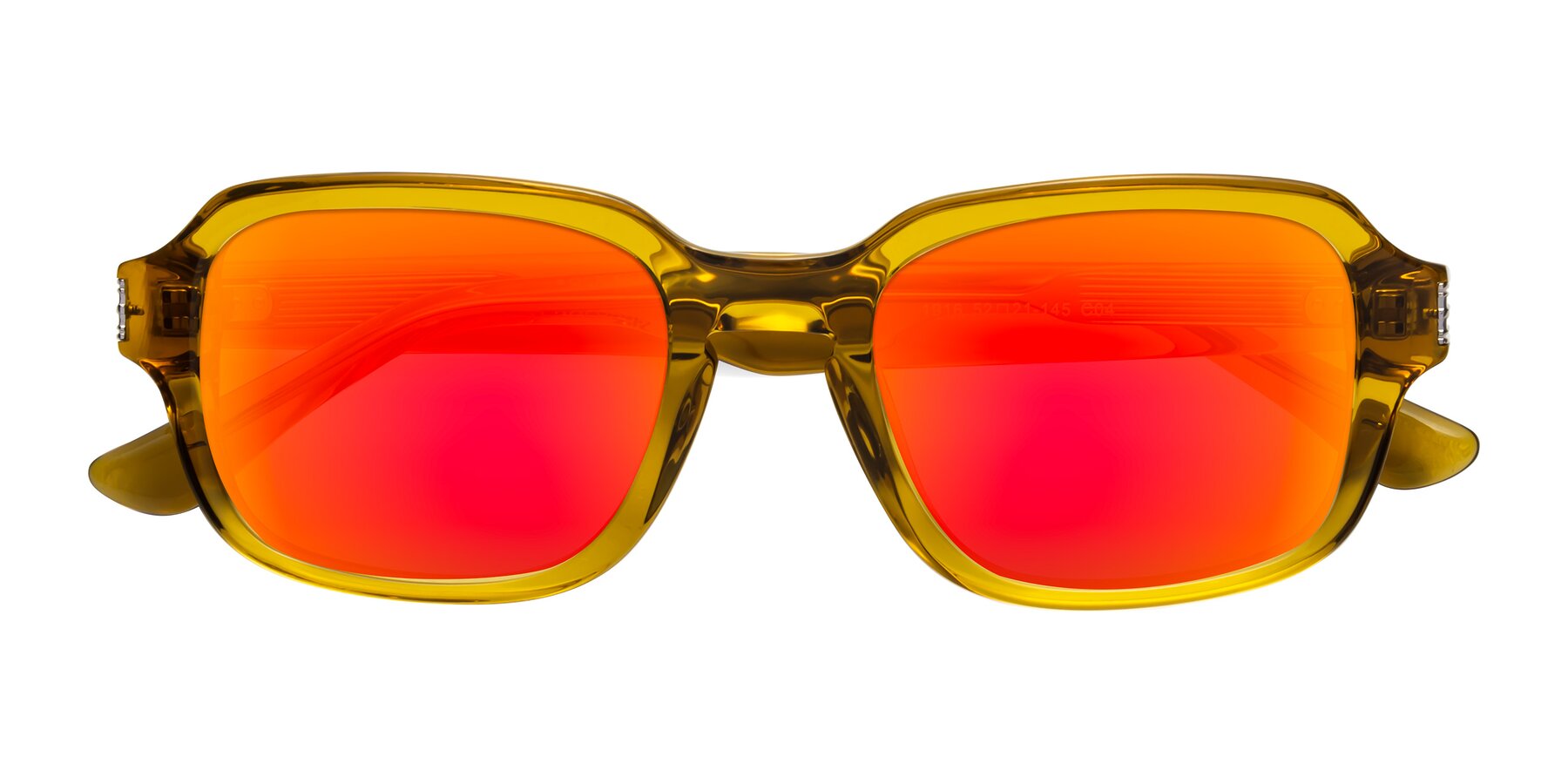 Folded Front of Infinite in Amber with Red Gold Mirrored Lenses