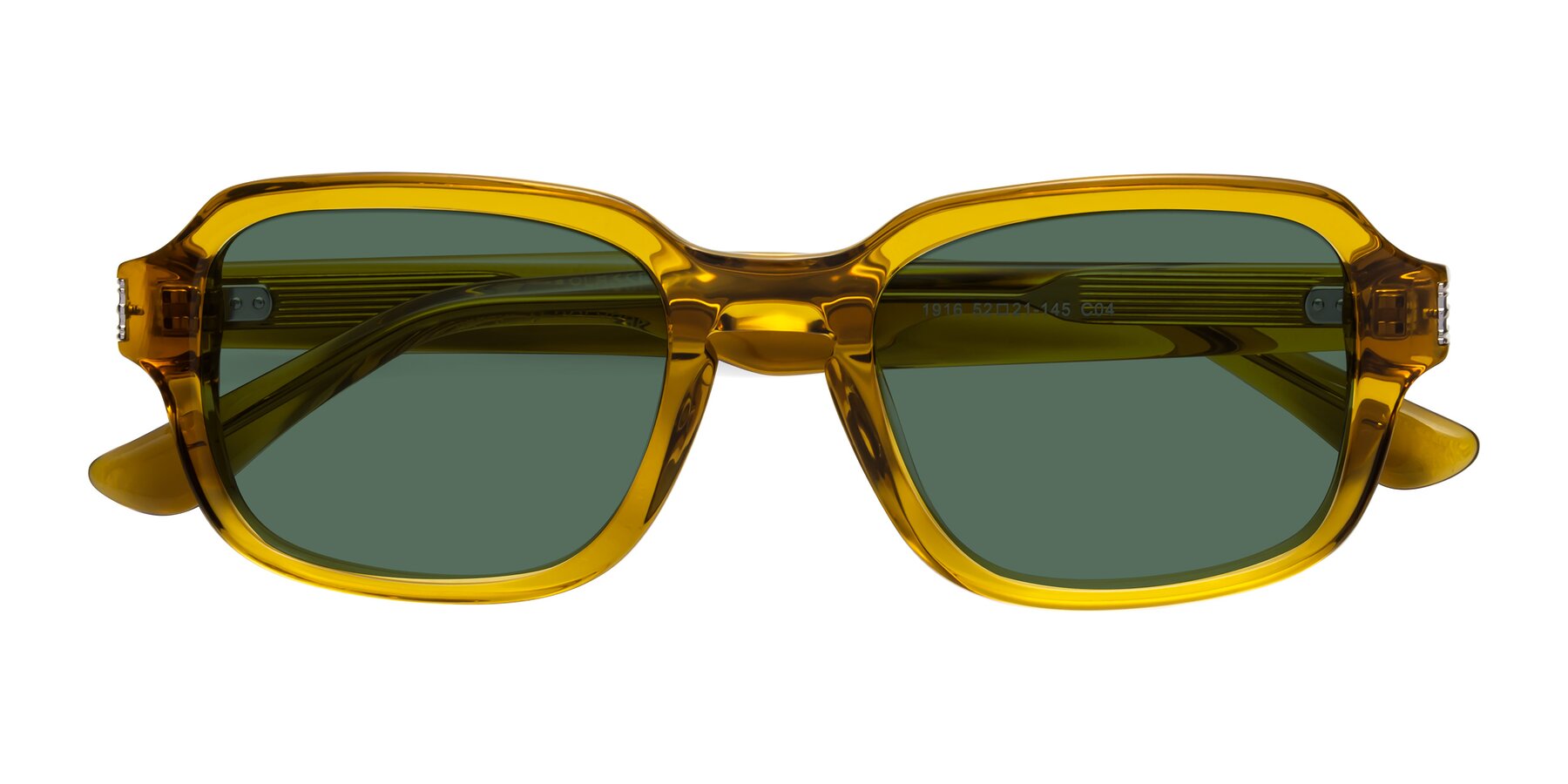 Folded Front of Infinite in Amber with Green Polarized Lenses