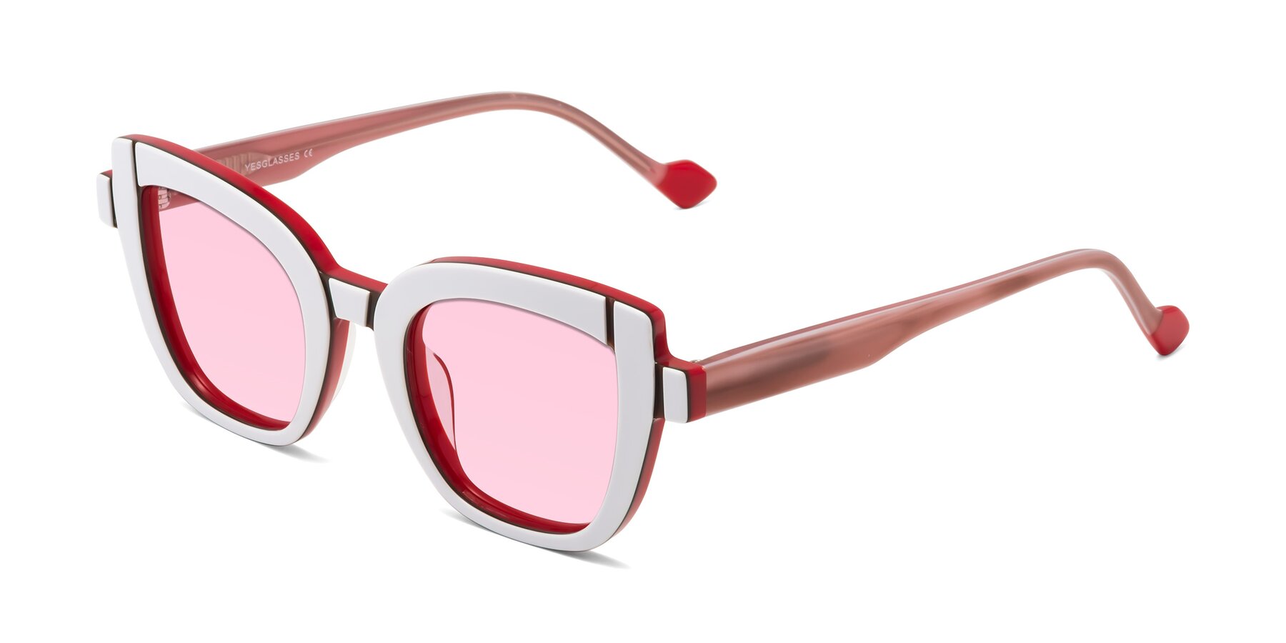 Angle of Sato in White-Red with Light Pink Tinted Lenses