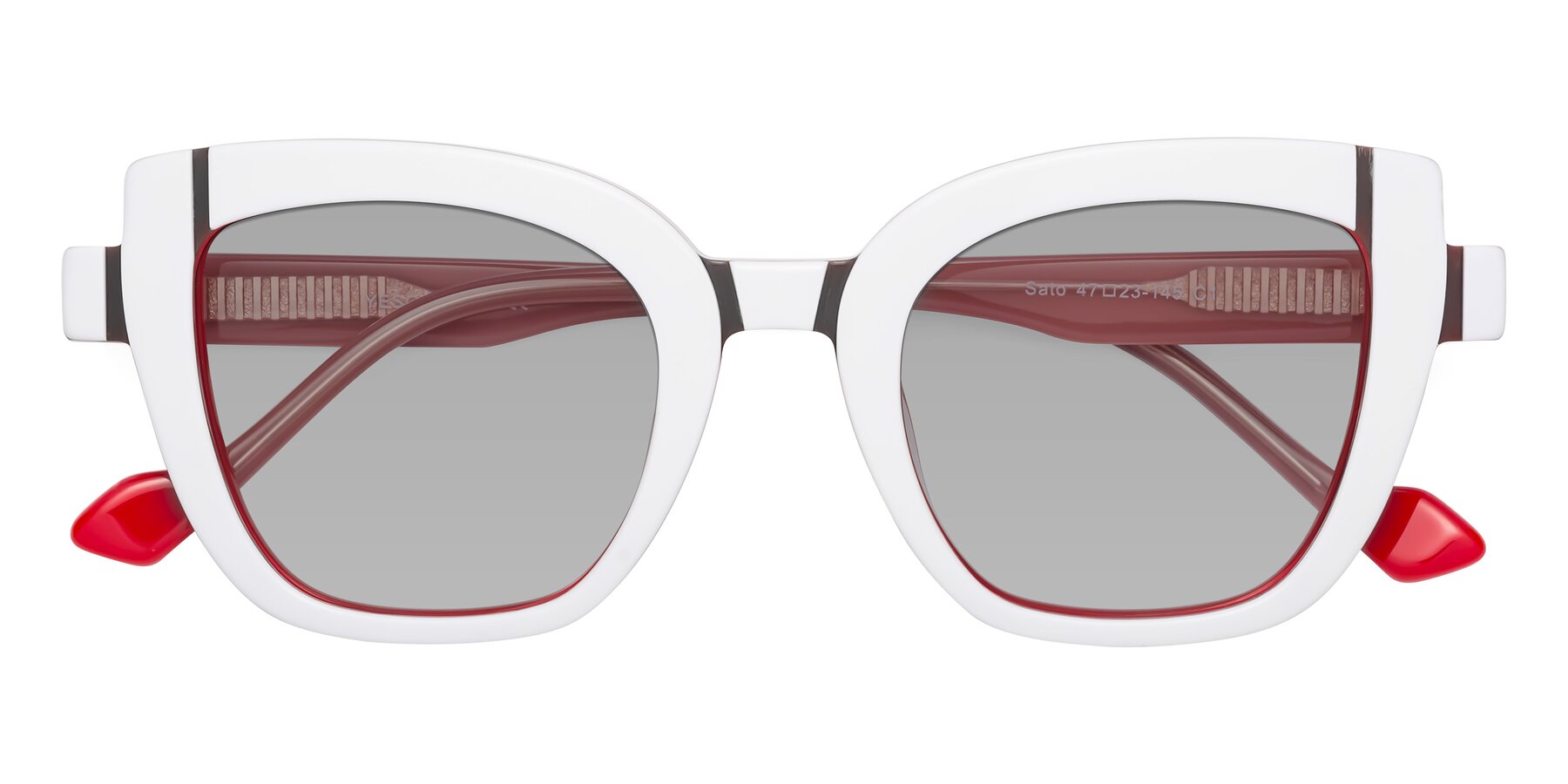 Folded Front of Sato in White-Red with Light Gray Tinted Lenses