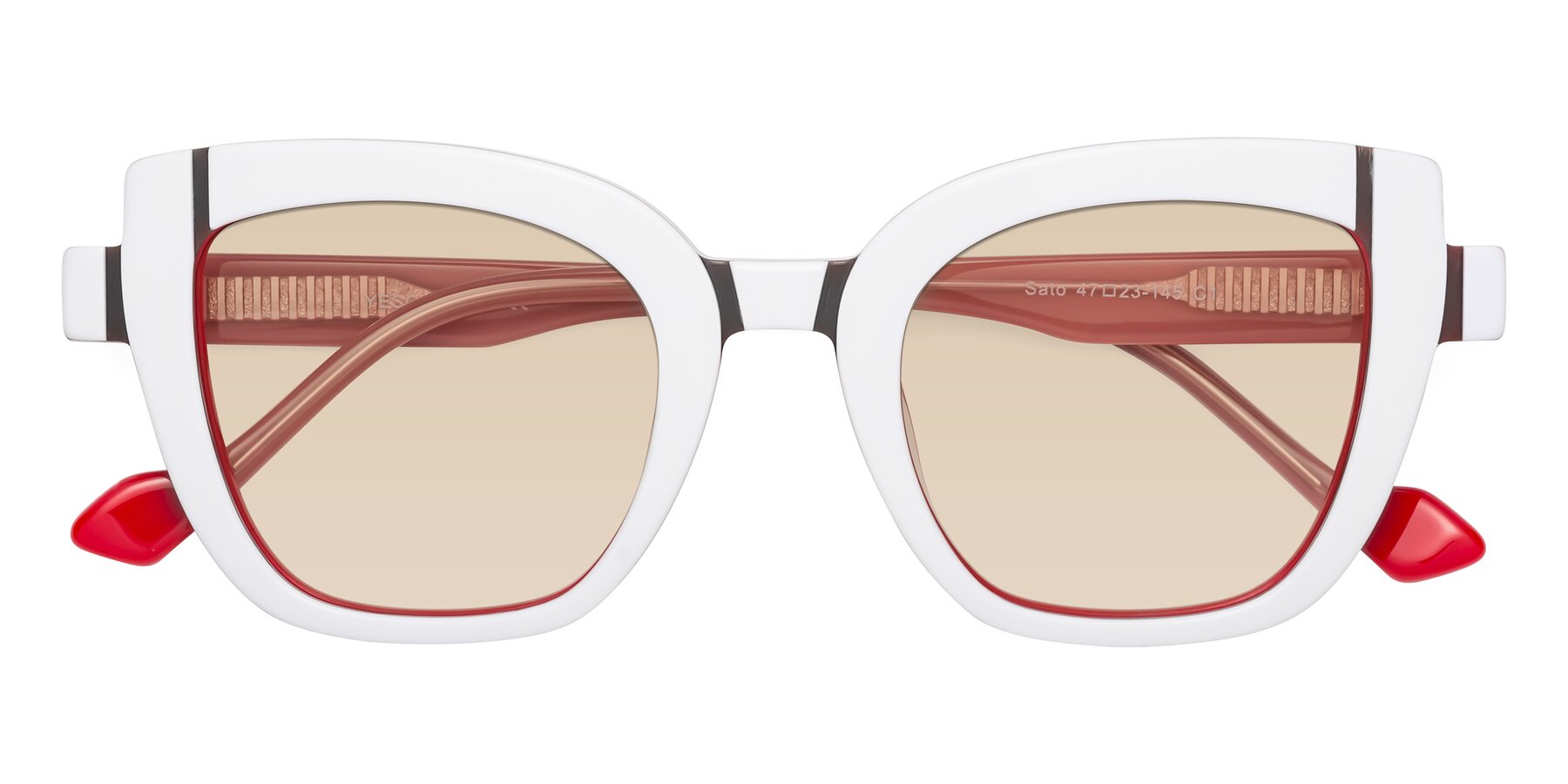 Folded Front of Sato in White-Red with Light Brown Tinted Lenses