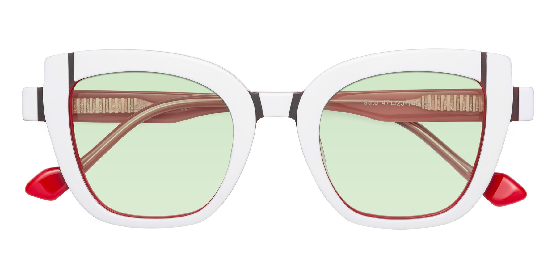 Folded Front of Sato in White-Red with Light Green Tinted Lenses