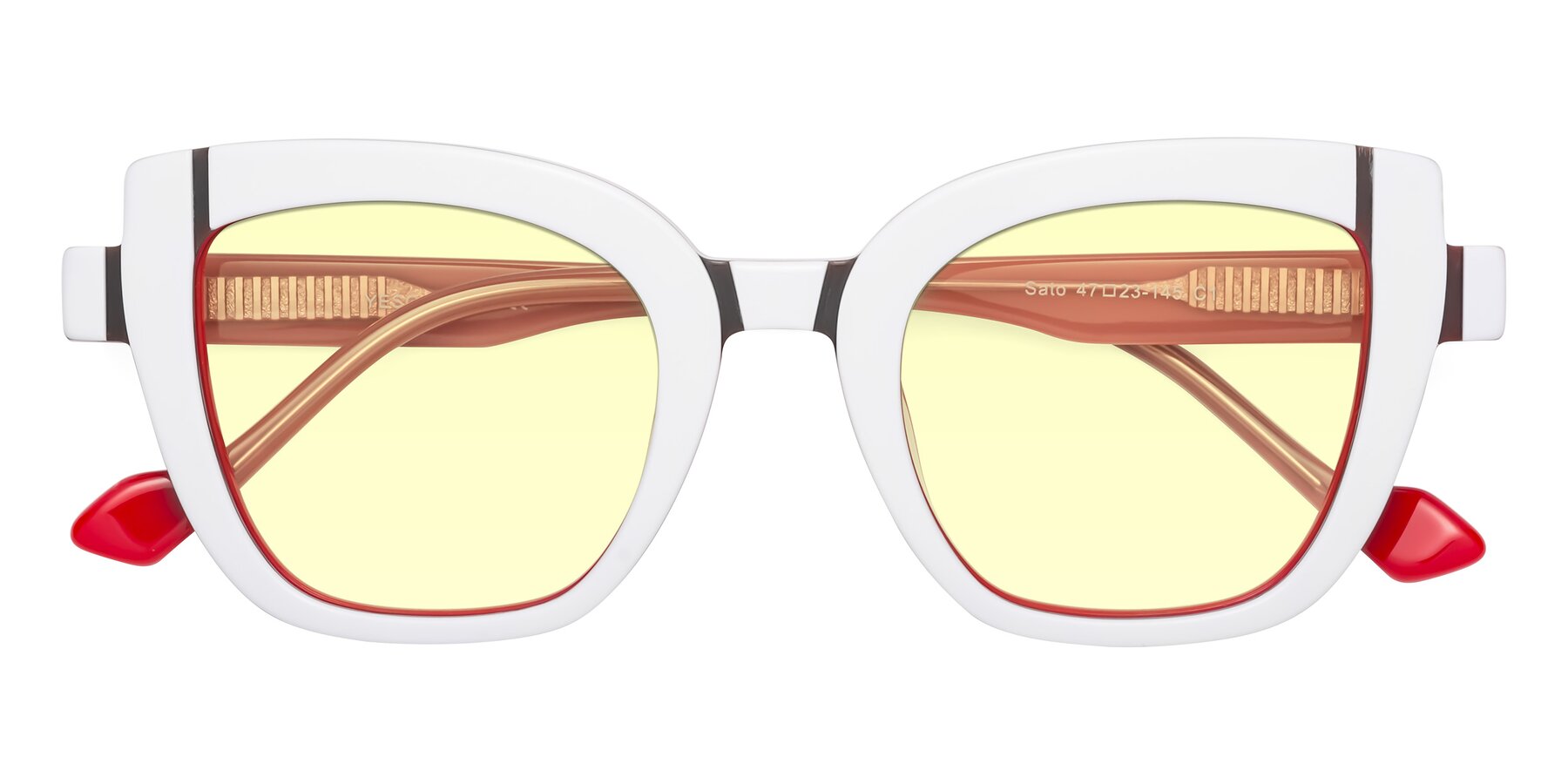 Folded Front of Sato in White-Red with Light Yellow Tinted Lenses