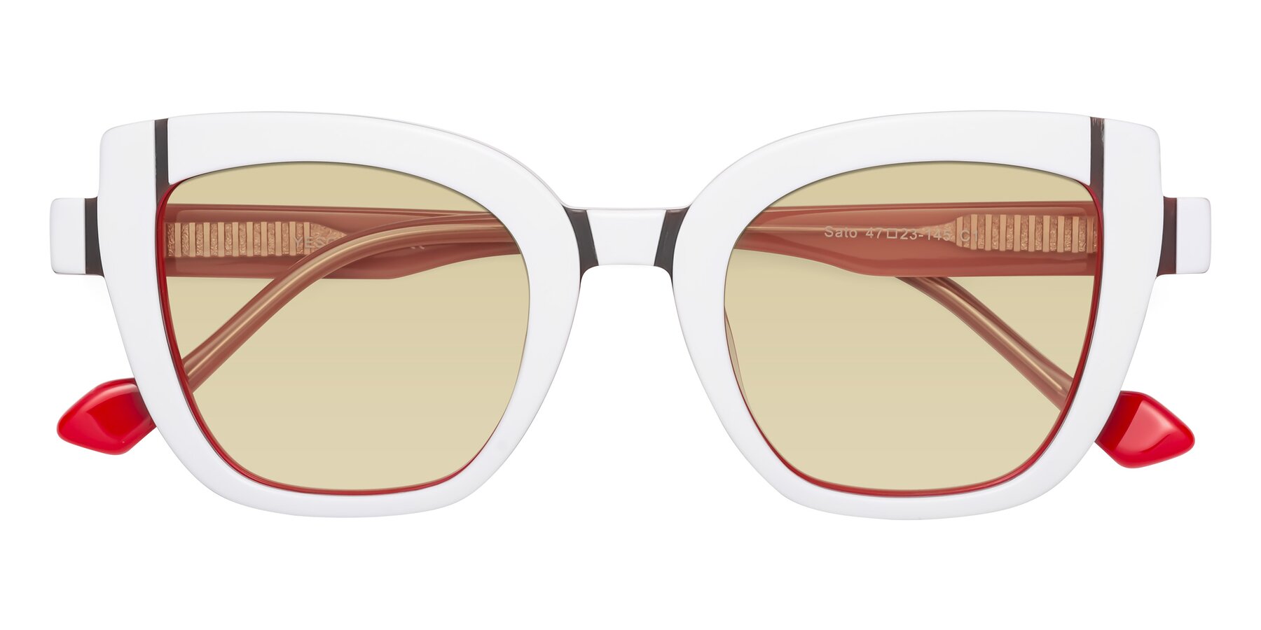 Folded Front of Sato in White-Red with Light Champagne Tinted Lenses