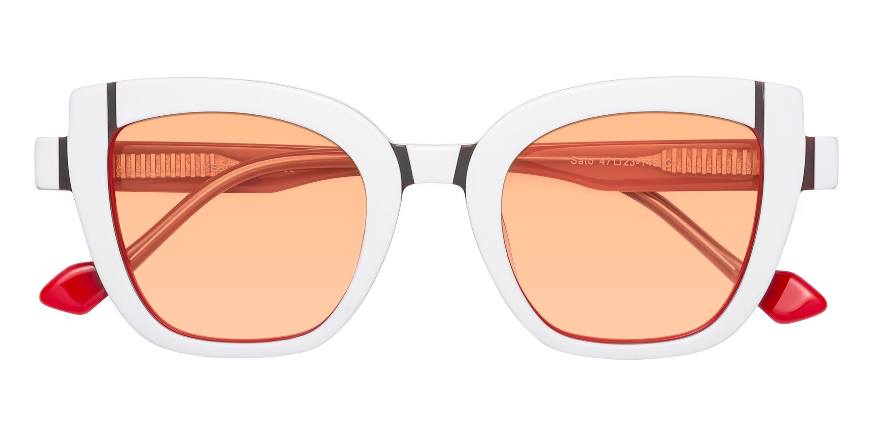 Folded Front of Sato in White-Red with Light Orange Tinted Lenses