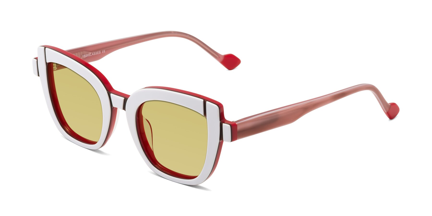 Angle of Sato in White-Red with Medium Champagne Tinted Lenses