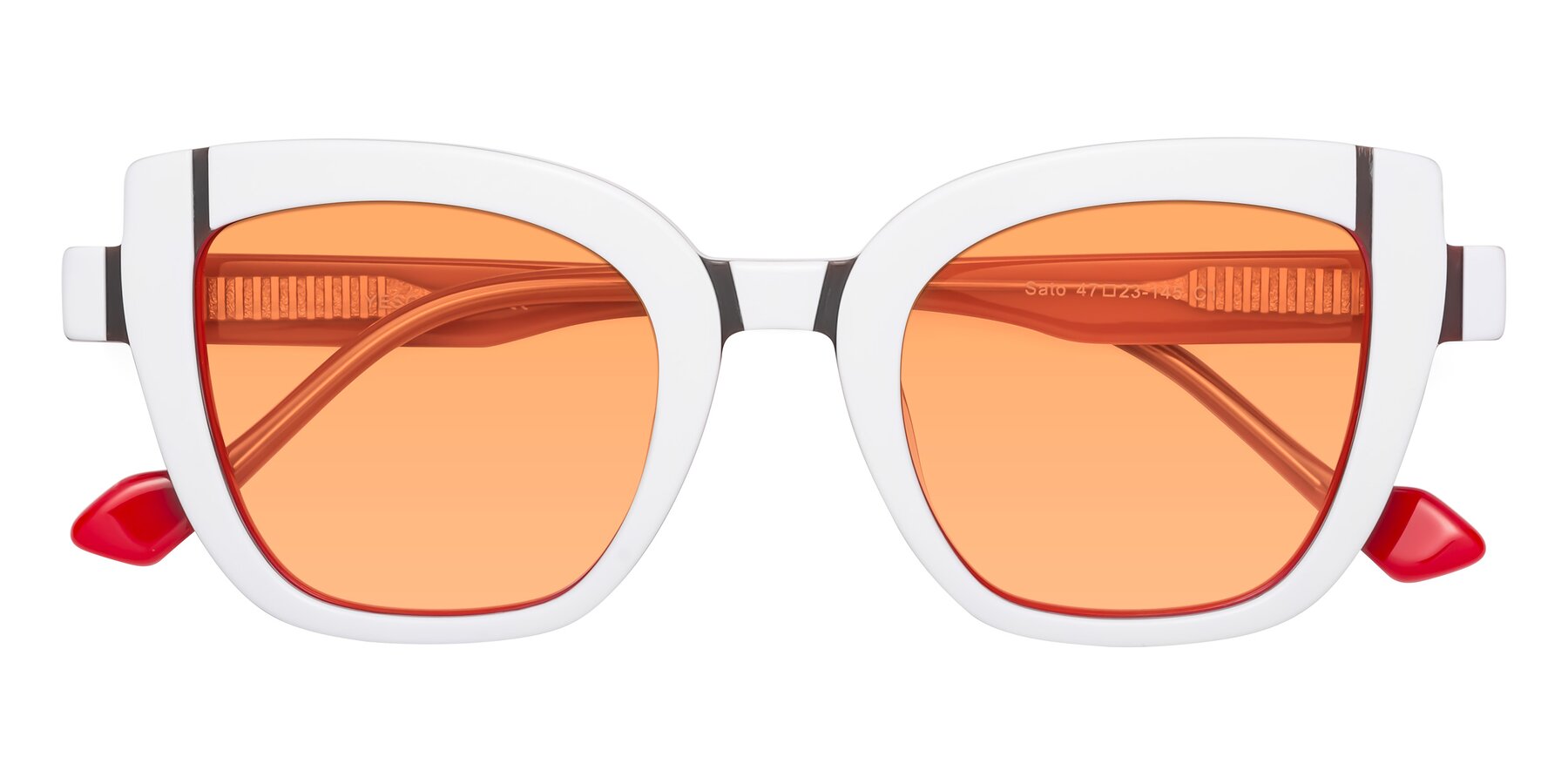 Folded Front of Sato in White-Red with Medium Orange Tinted Lenses