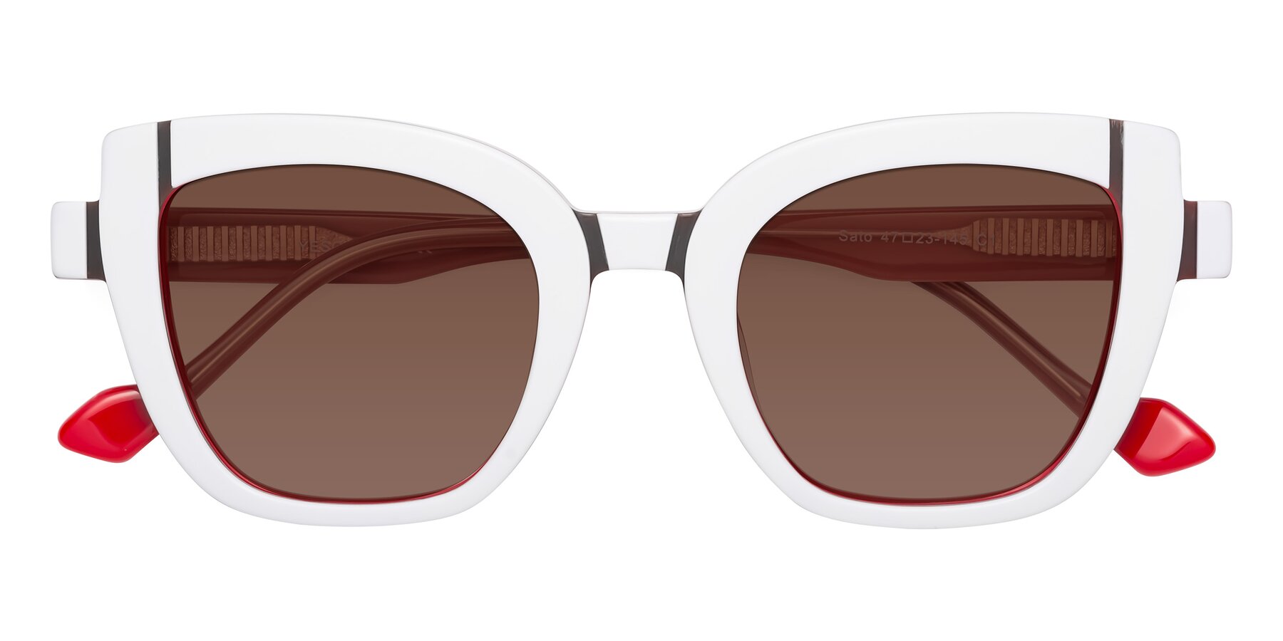 Folded Front of Sato in White-Red with Brown Tinted Lenses