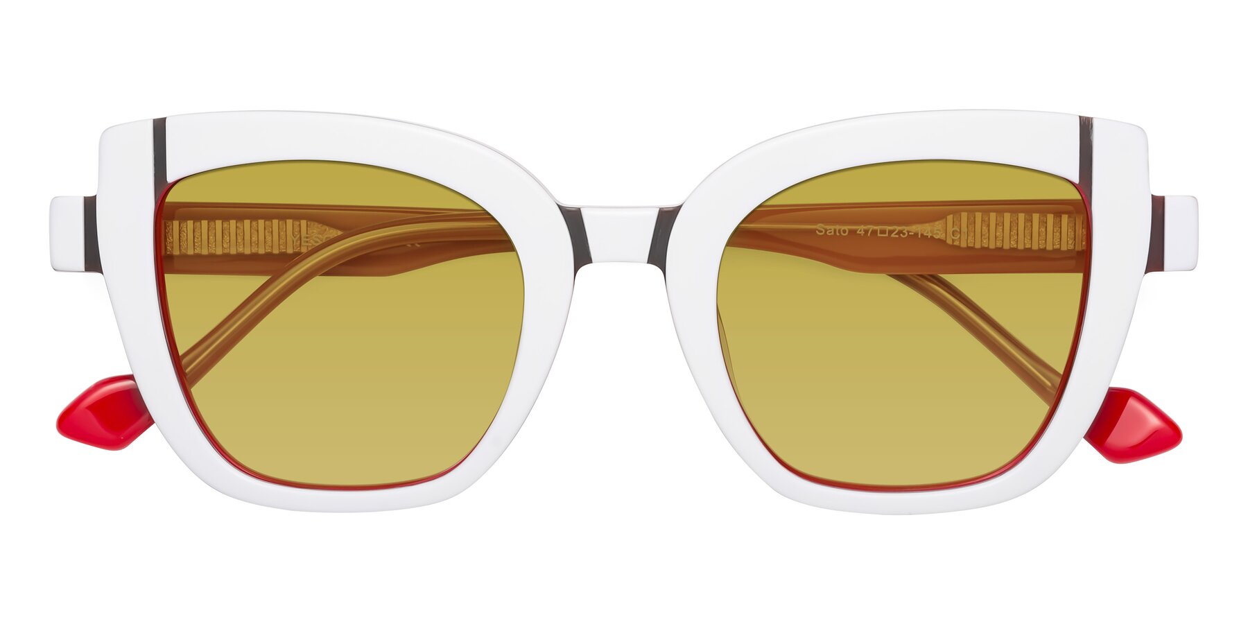 Folded Front of Sato in White-Red with Champagne Tinted Lenses