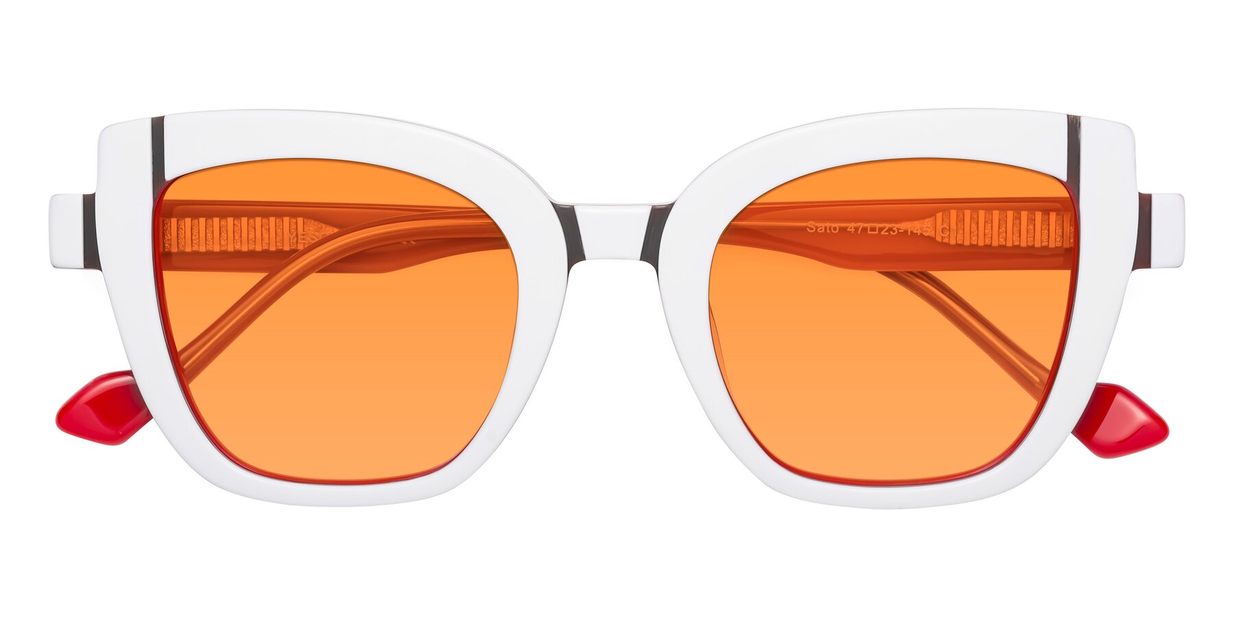 Folded Front of Sato in White-Red with Orange Tinted Lenses