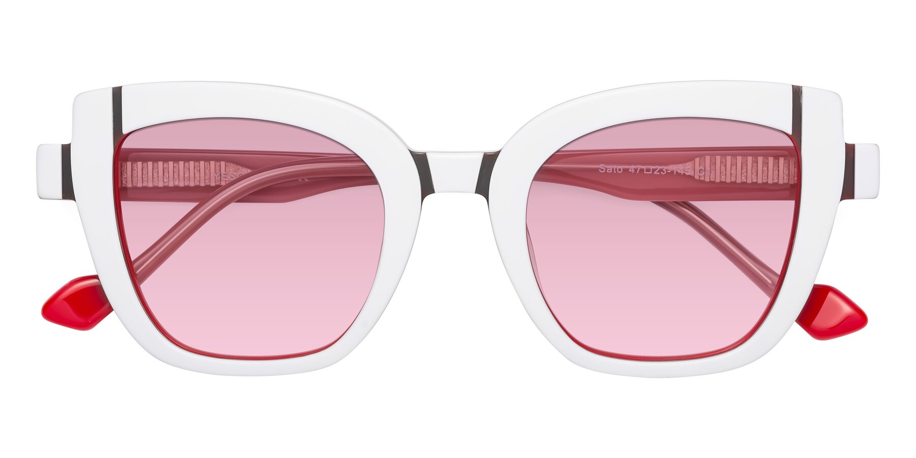 Folded Front of Sato in White-Red with Light Wine Tinted Lenses