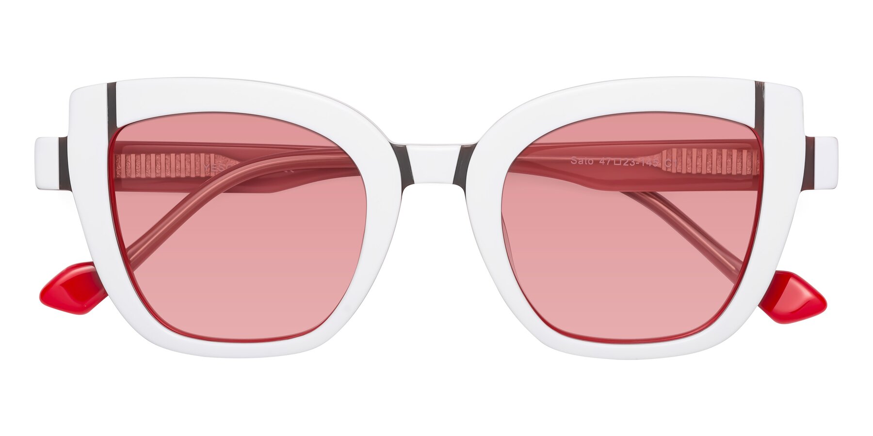 Folded Front of Sato in White-Red with Medium Garnet Tinted Lenses