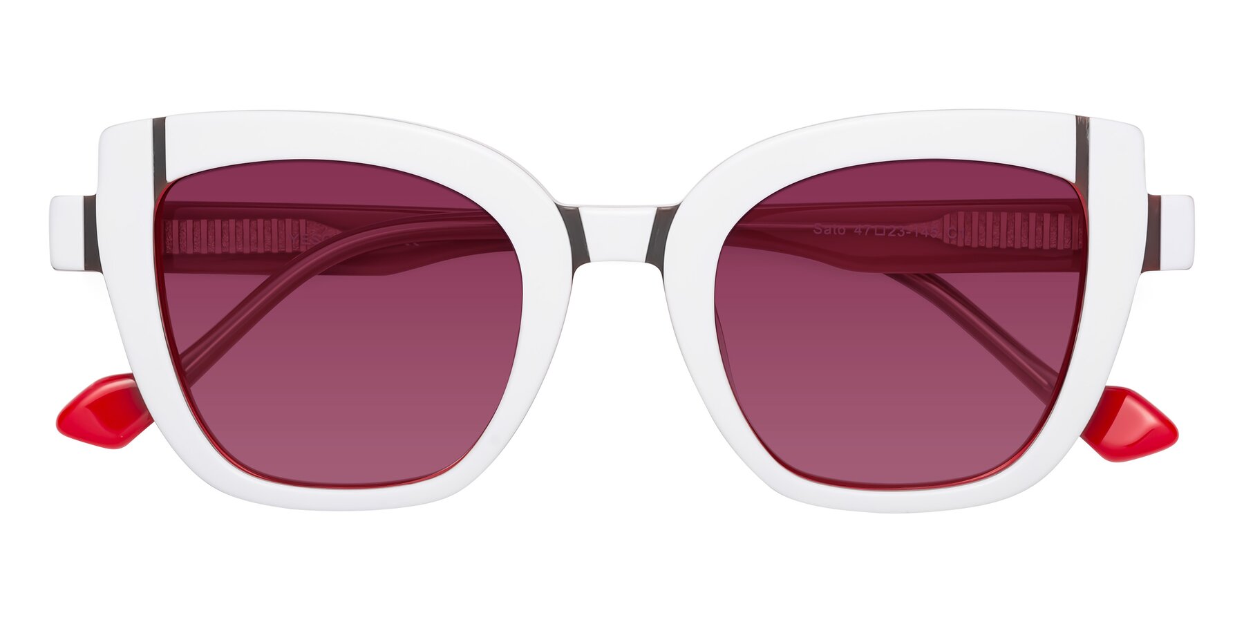 Folded Front of Sato in White-Red with Wine Tinted Lenses