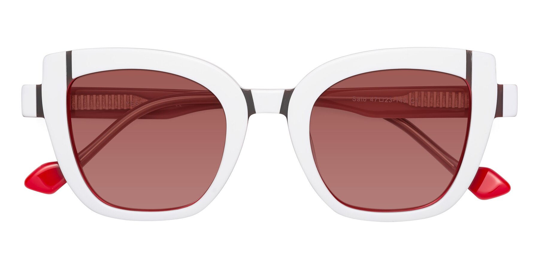 Folded Front of Sato in White-Red with Garnet Tinted Lenses