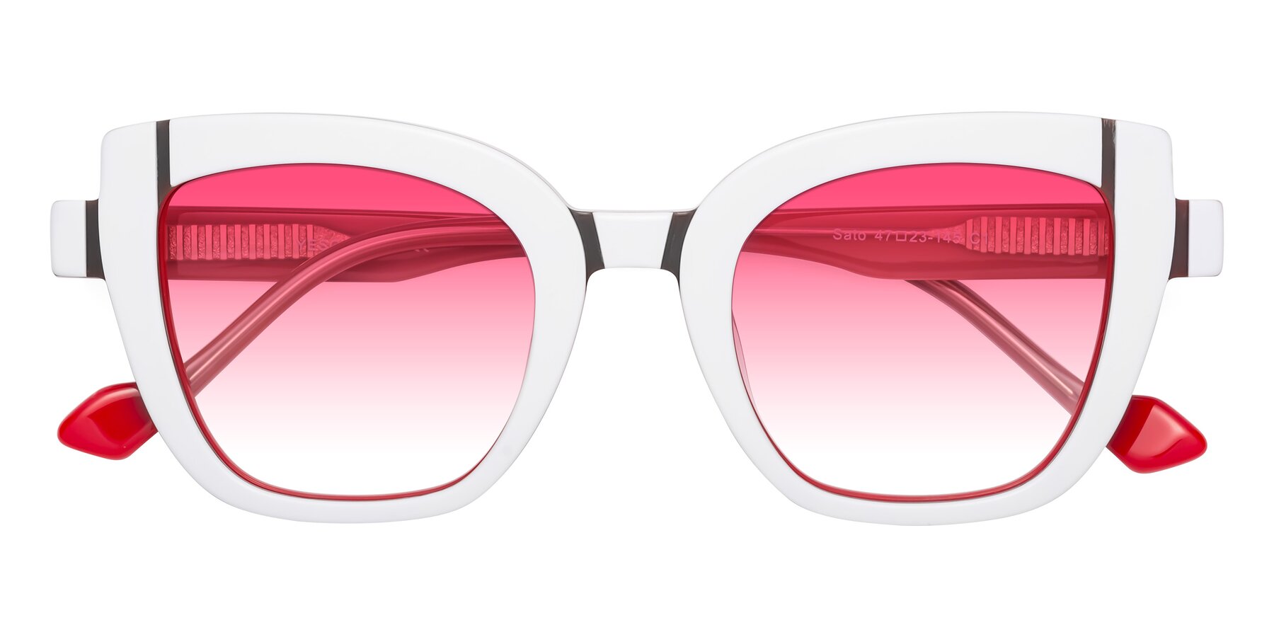Folded Front of Sato in White-Red with Pink Gradient Lenses