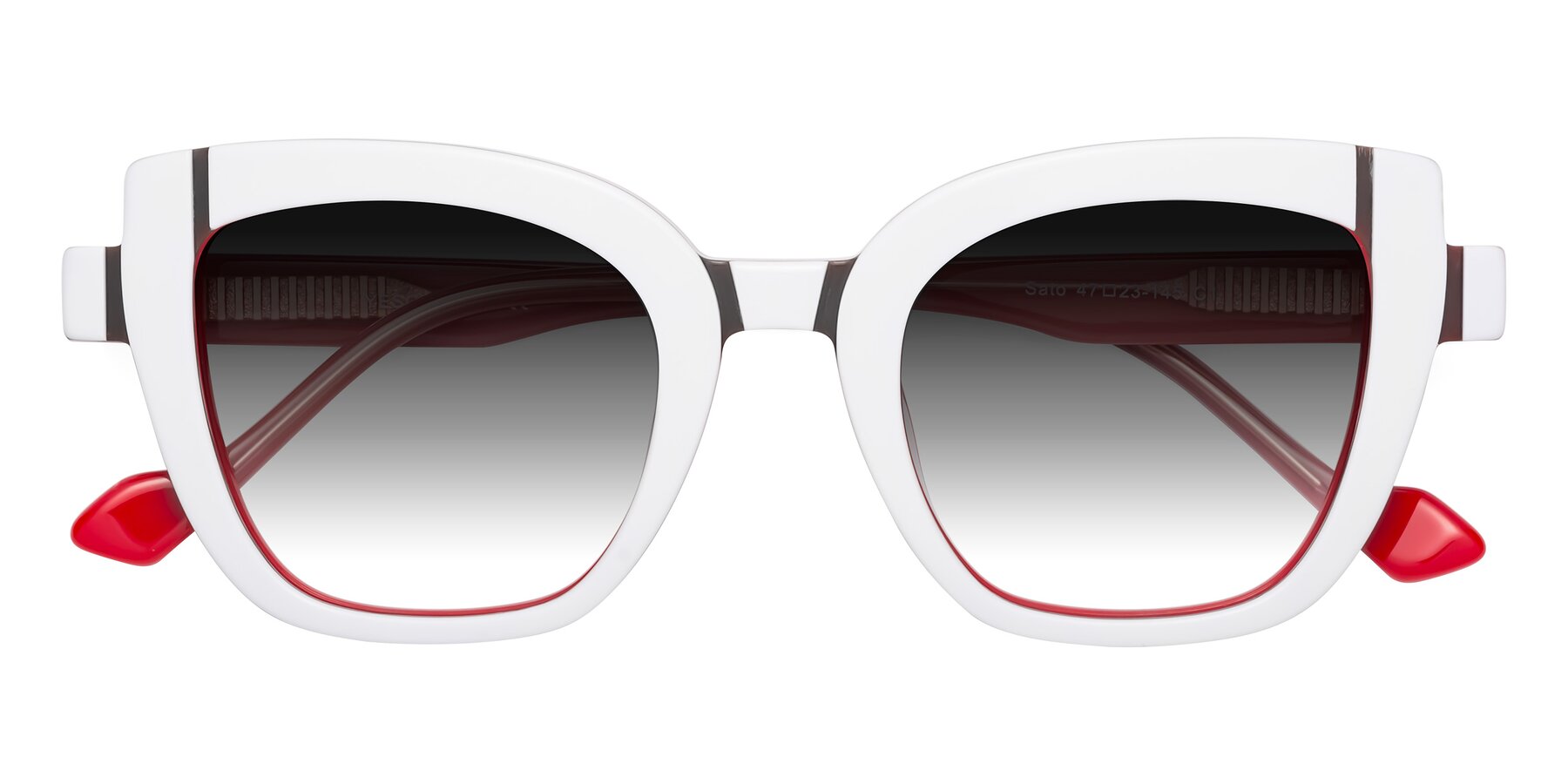 Folded Front of Sato in White-Red with Gray Gradient Lenses