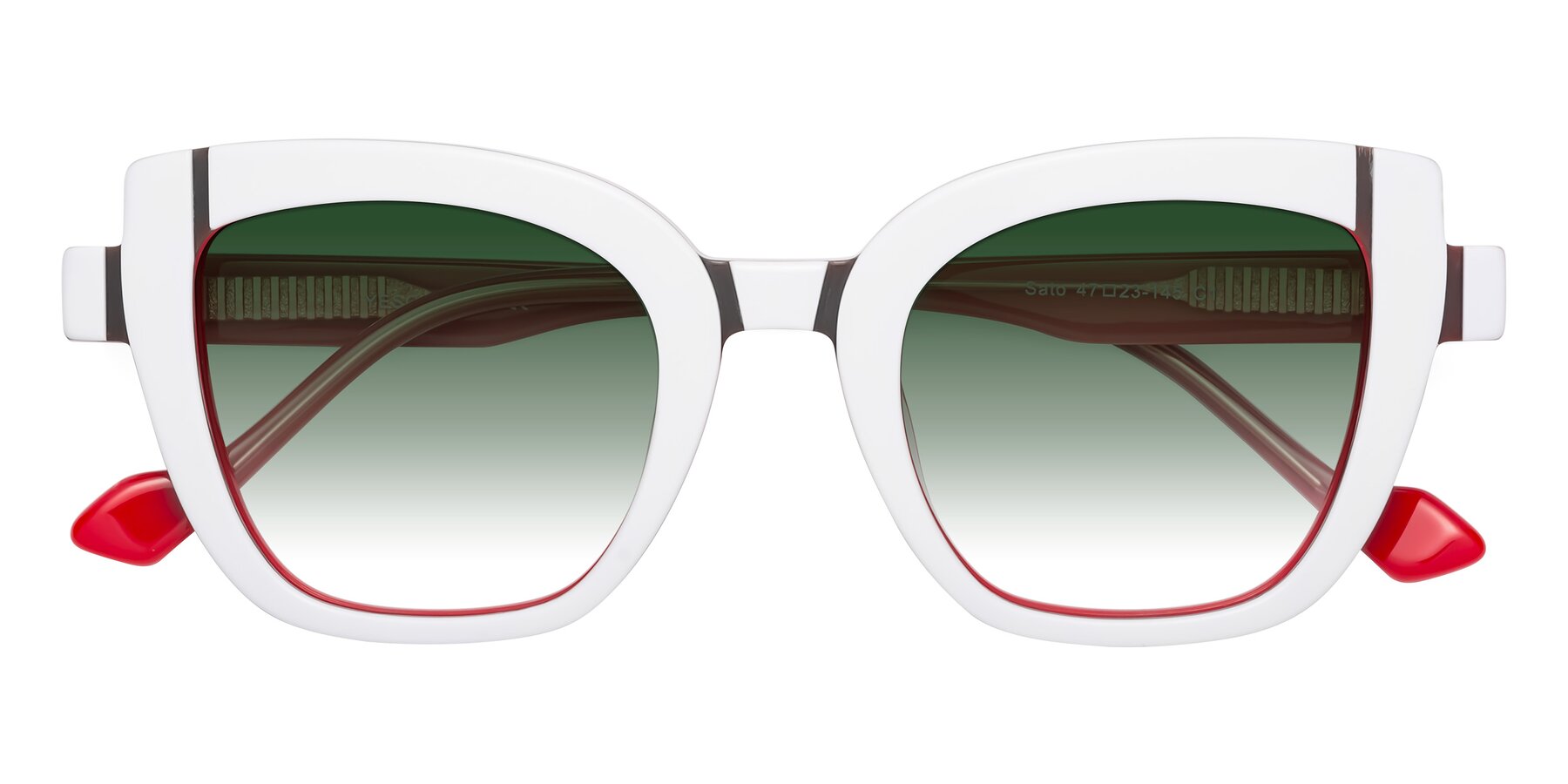 Folded Front of Sato in White-Red with Green Gradient Lenses