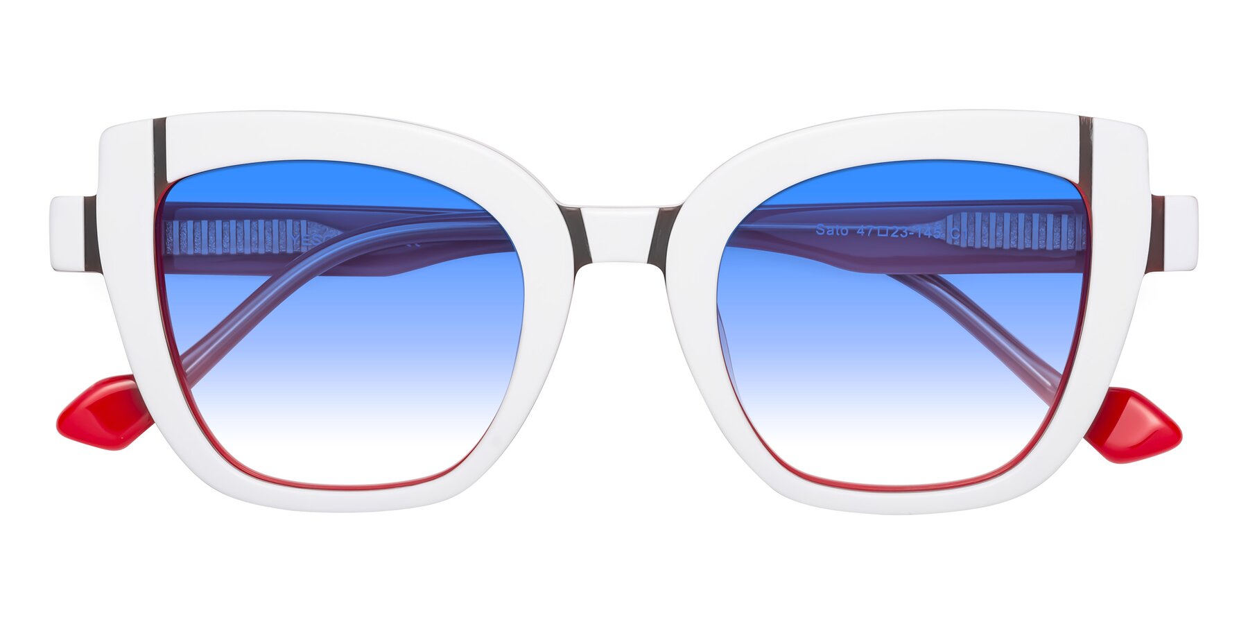 Folded Front of Sato in White-Red with Blue Gradient Lenses