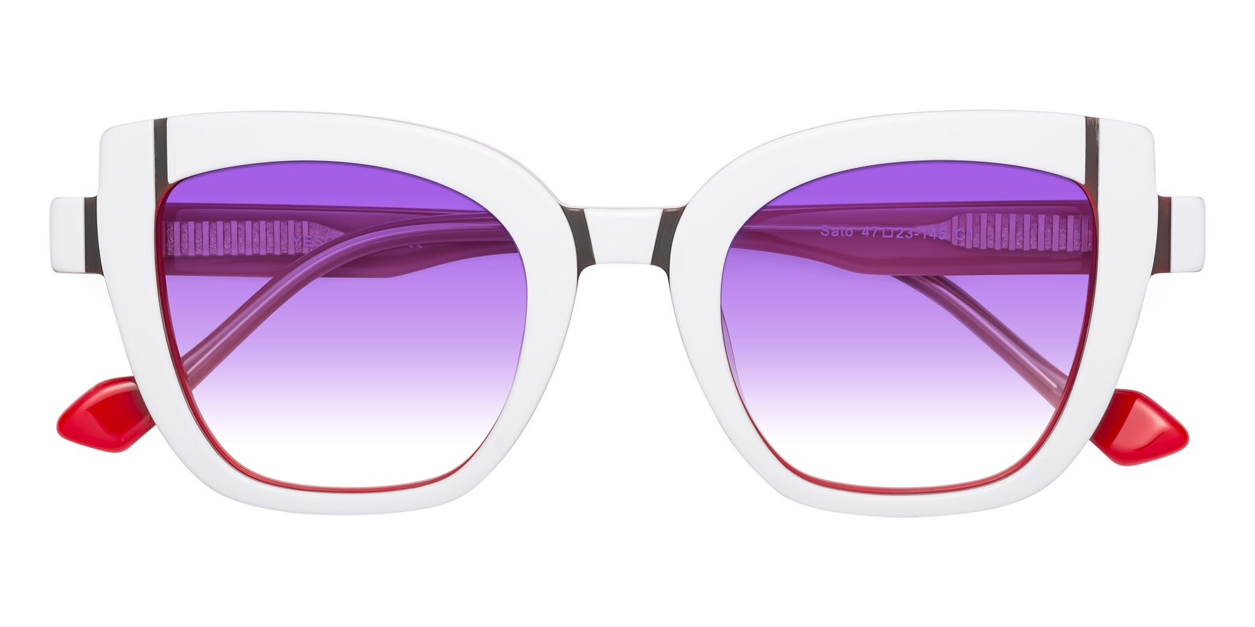 Folded Front of Sato in White-Red with Purple Gradient Lenses