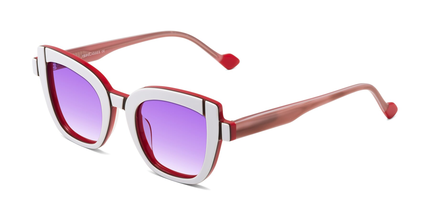 Angle of Sato in White-Red with Purple Gradient Lenses