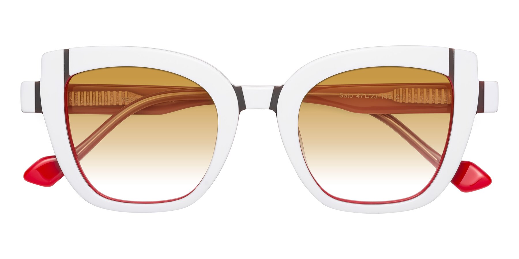 Folded Front of Sato in White-Red with Champagne Gradient Lenses