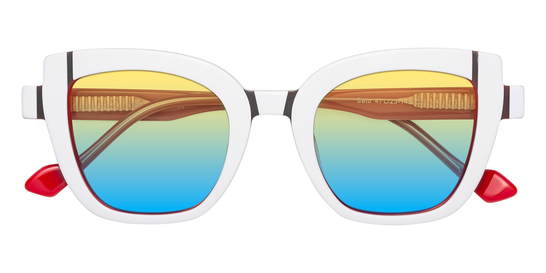 Folded Front of Sato in White-Red with Yellow / Blue Gradient Lenses