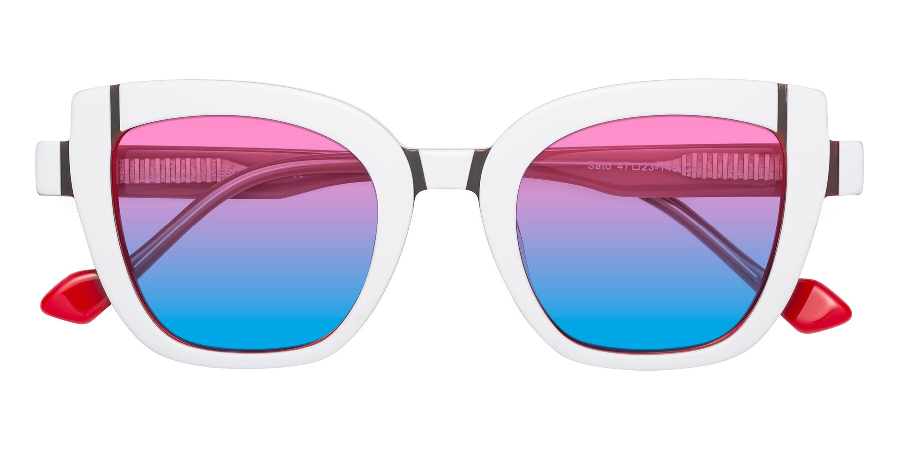 Folded Front of Sato in White-Red with Pink / Blue Gradient Lenses