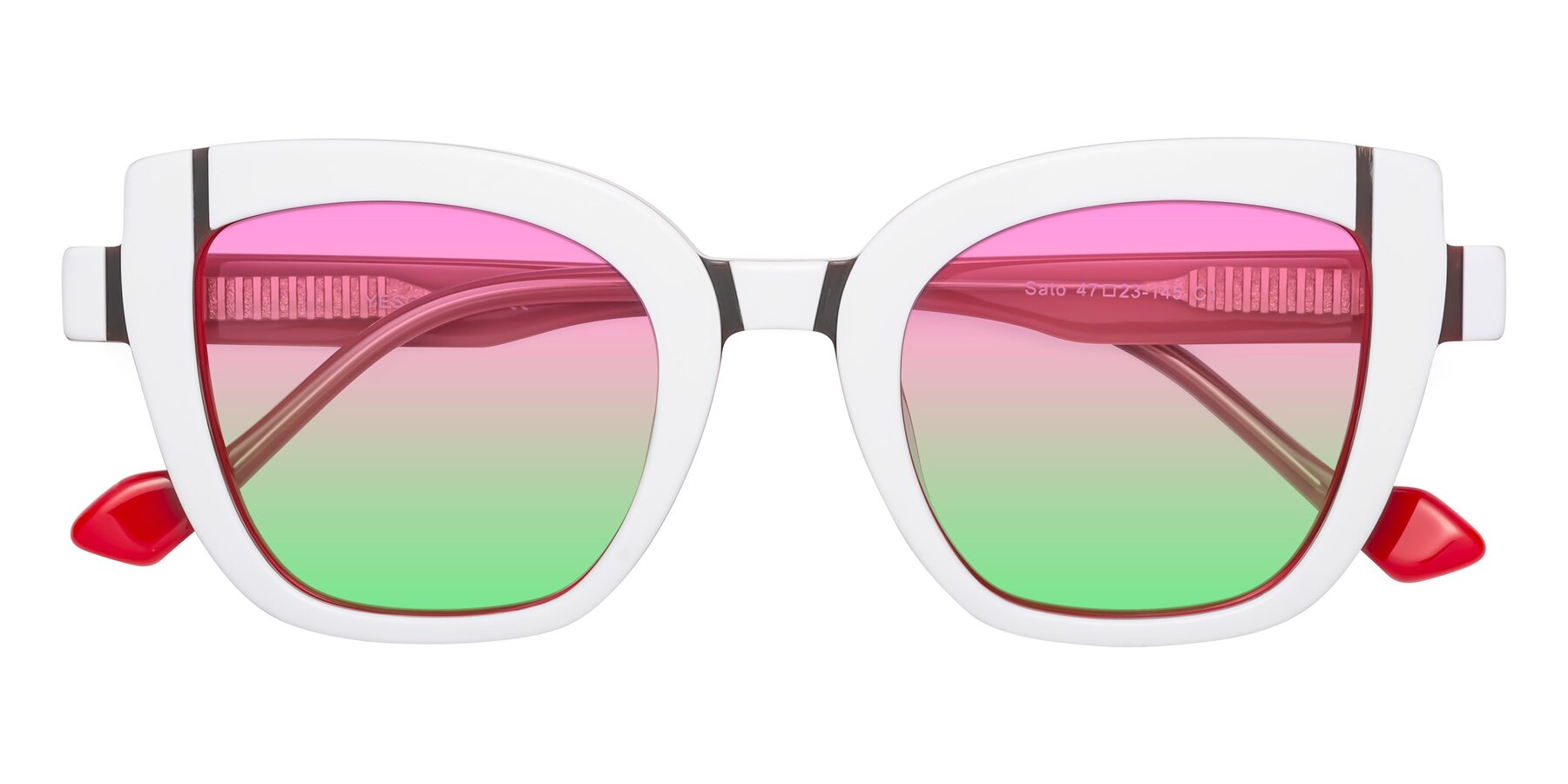 Folded Front of Sato in White-Red with Pink / Green Gradient Lenses