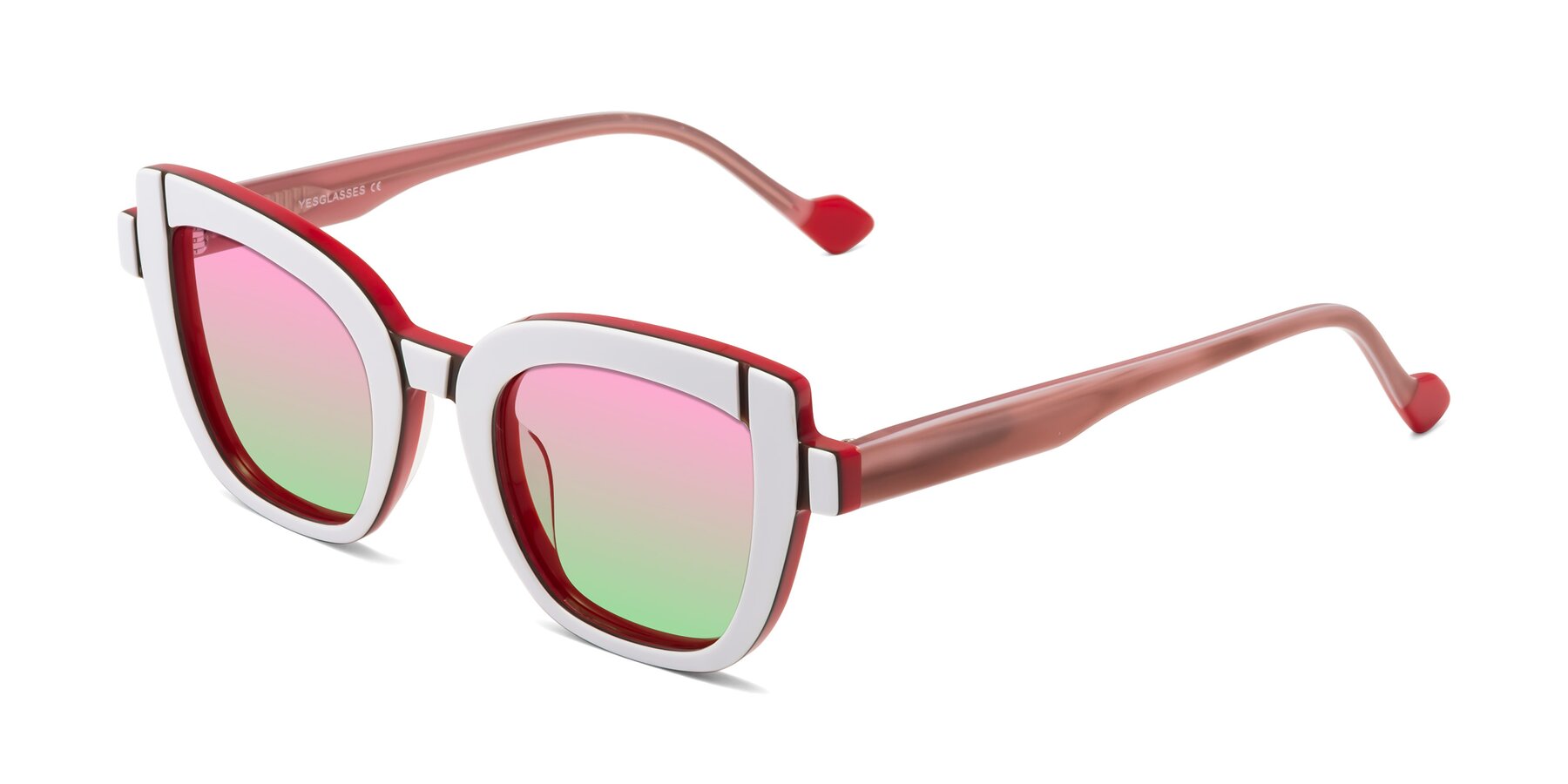 Angle of Sato in White-Red with Pink / Green Gradient Lenses