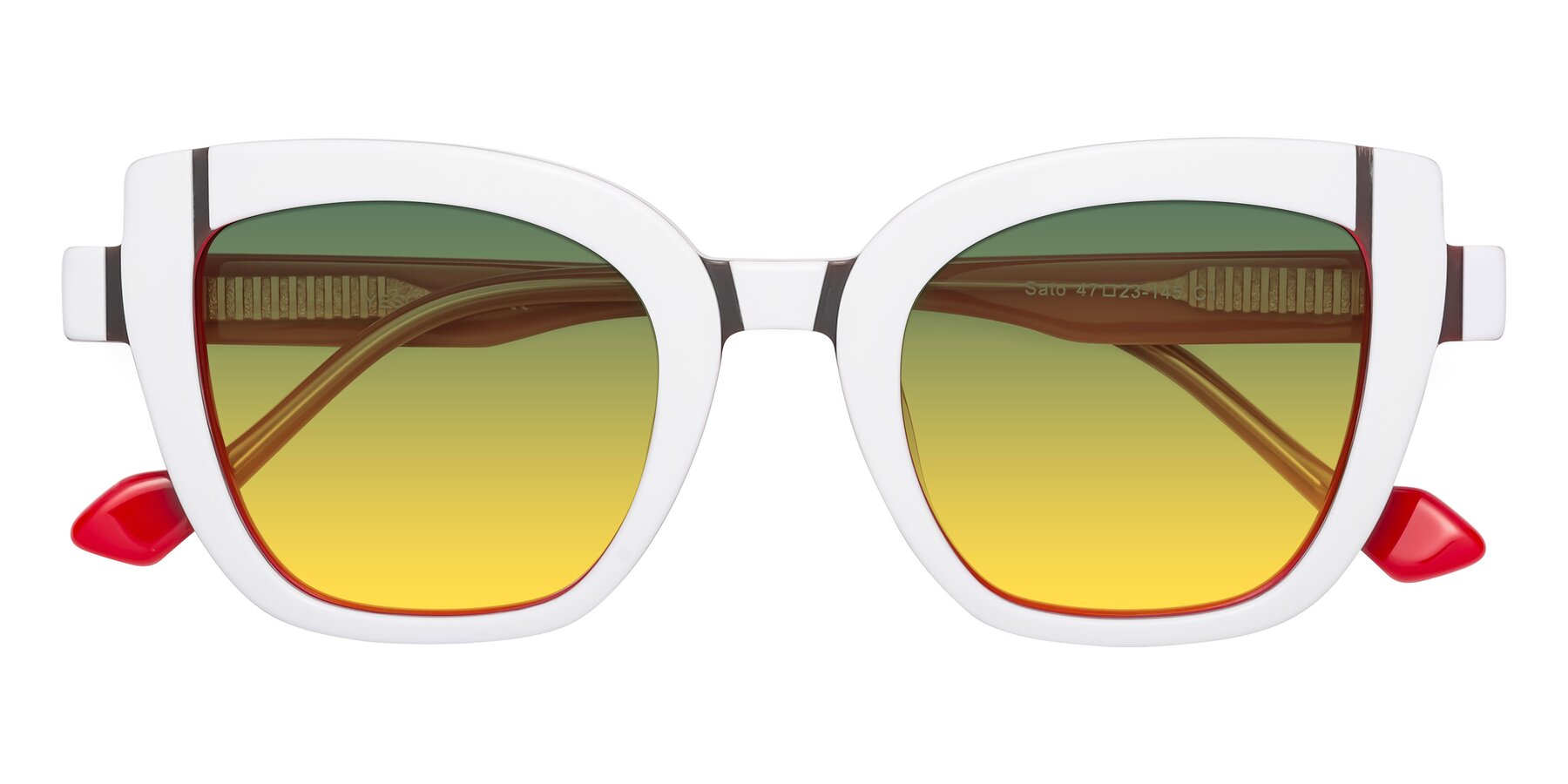 Folded Front of Sato in White-Red with Green / Yellow Gradient Lenses