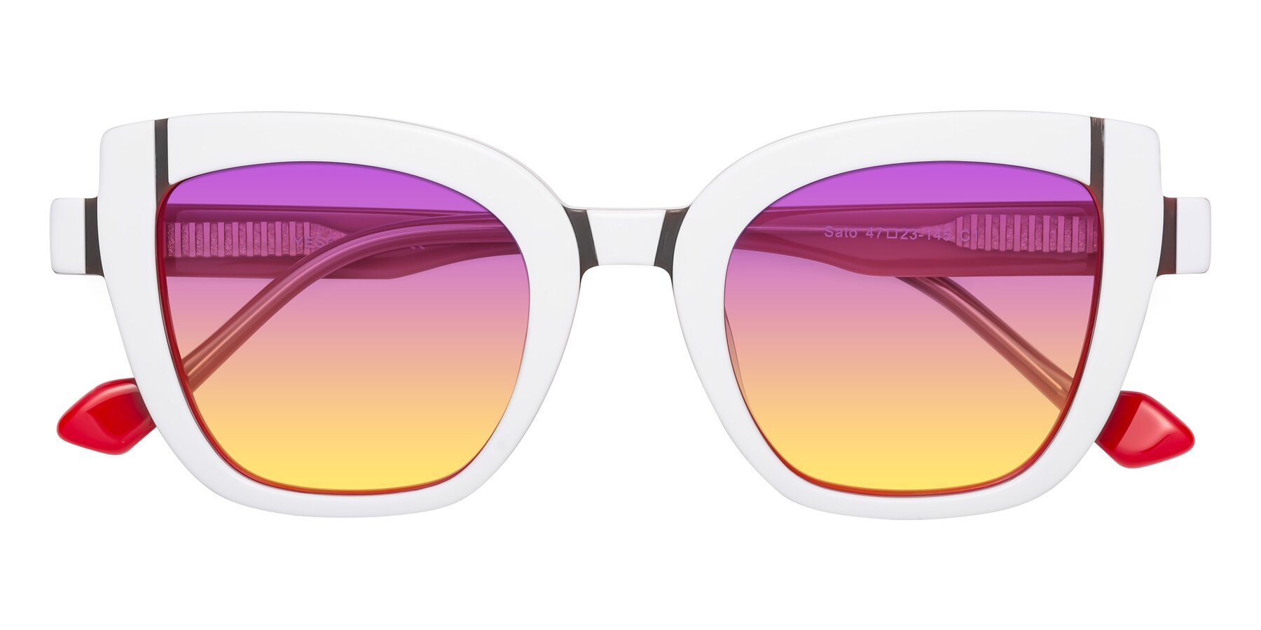 Folded Front of Sato in White-Red with Purple / Yellow Gradient Lenses