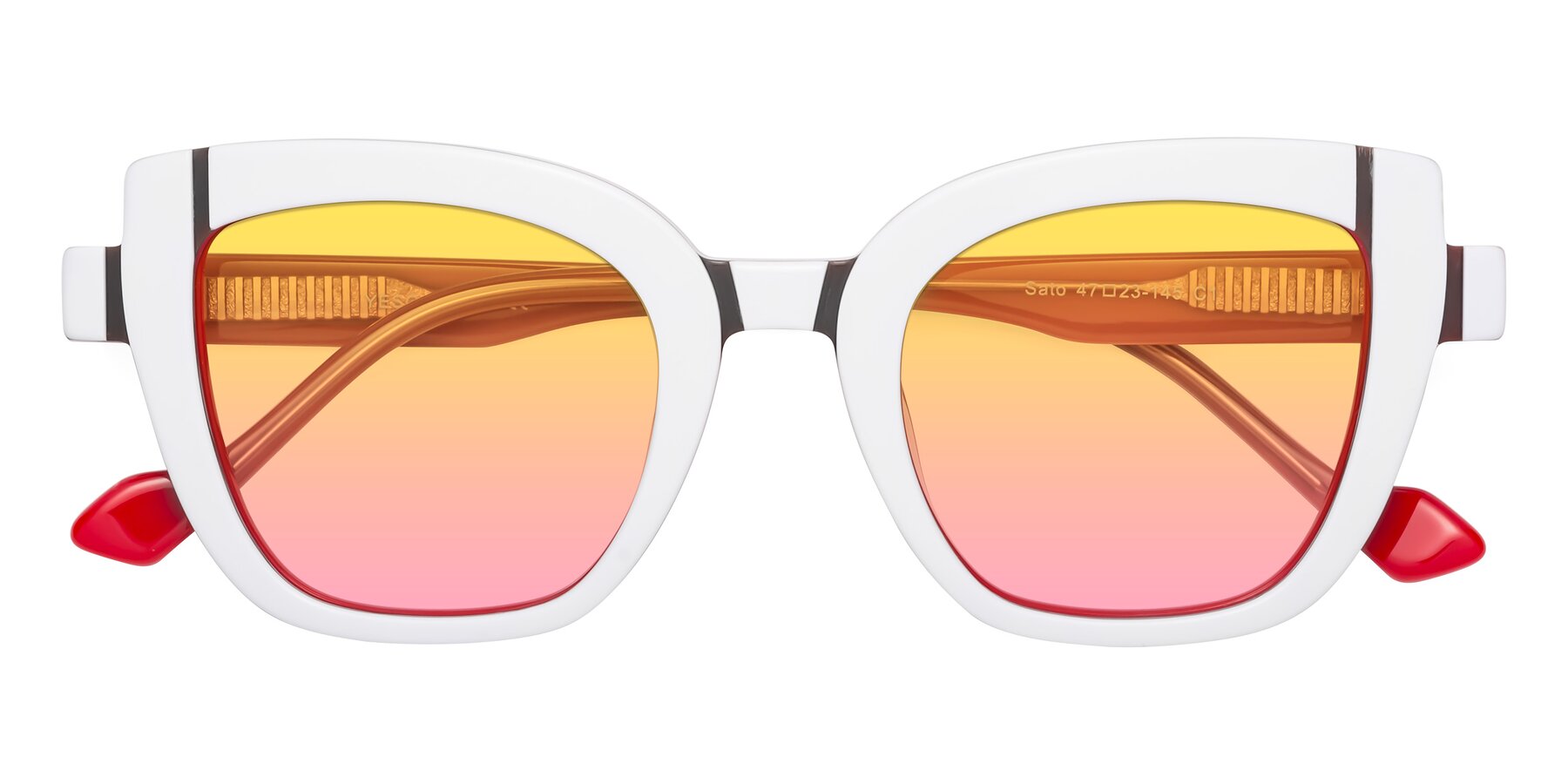 Folded Front of Sato in White-Red with Yellow / Pink Gradient Lenses