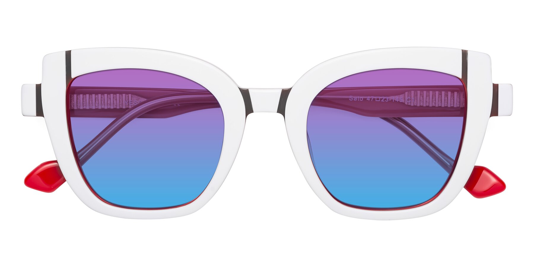 Folded Front of Sato in White-Red with Purple / Blue Gradient Lenses