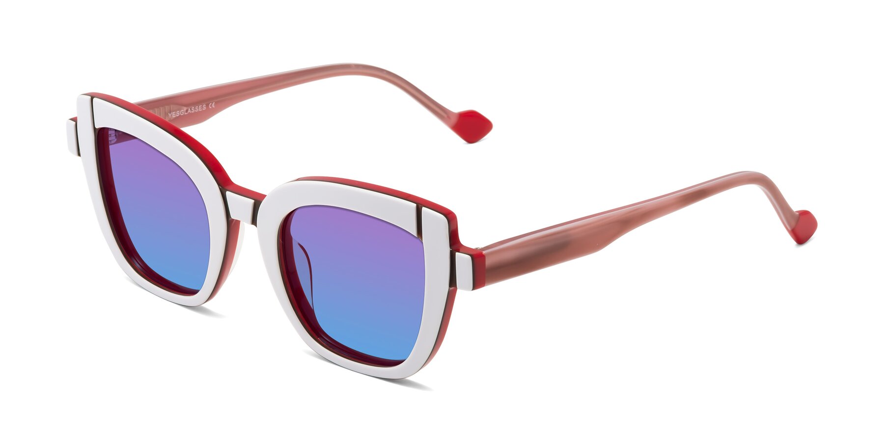 Angle of Sato in White-Red with Purple / Blue Gradient Lenses