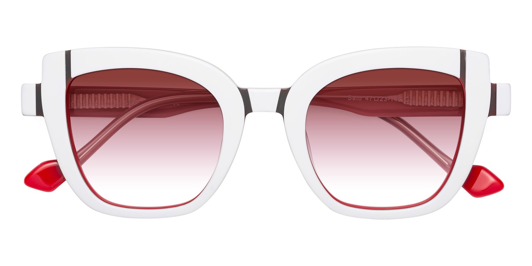 Folded Front of Sato in White-Red with Garnet Gradient Lenses