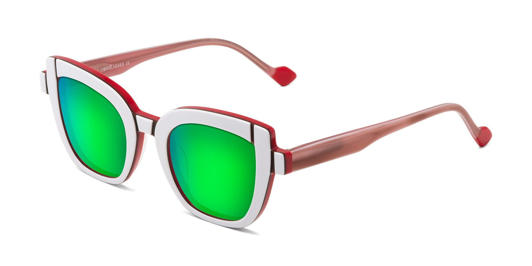 Angle of Sato in White-Red with Green Mirrored Lenses