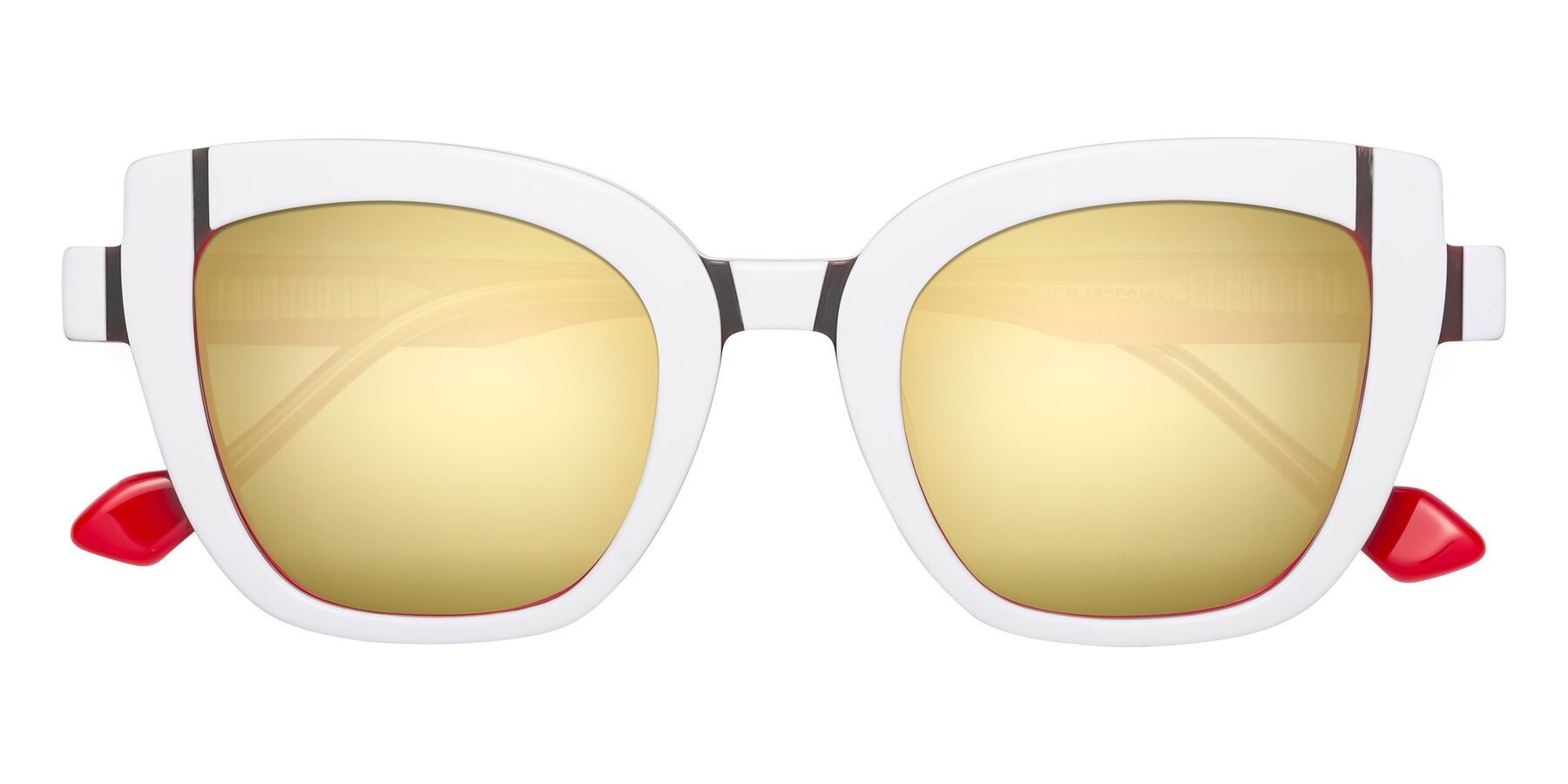 Folded Front of Sato in White-Red with Gold Mirrored Lenses