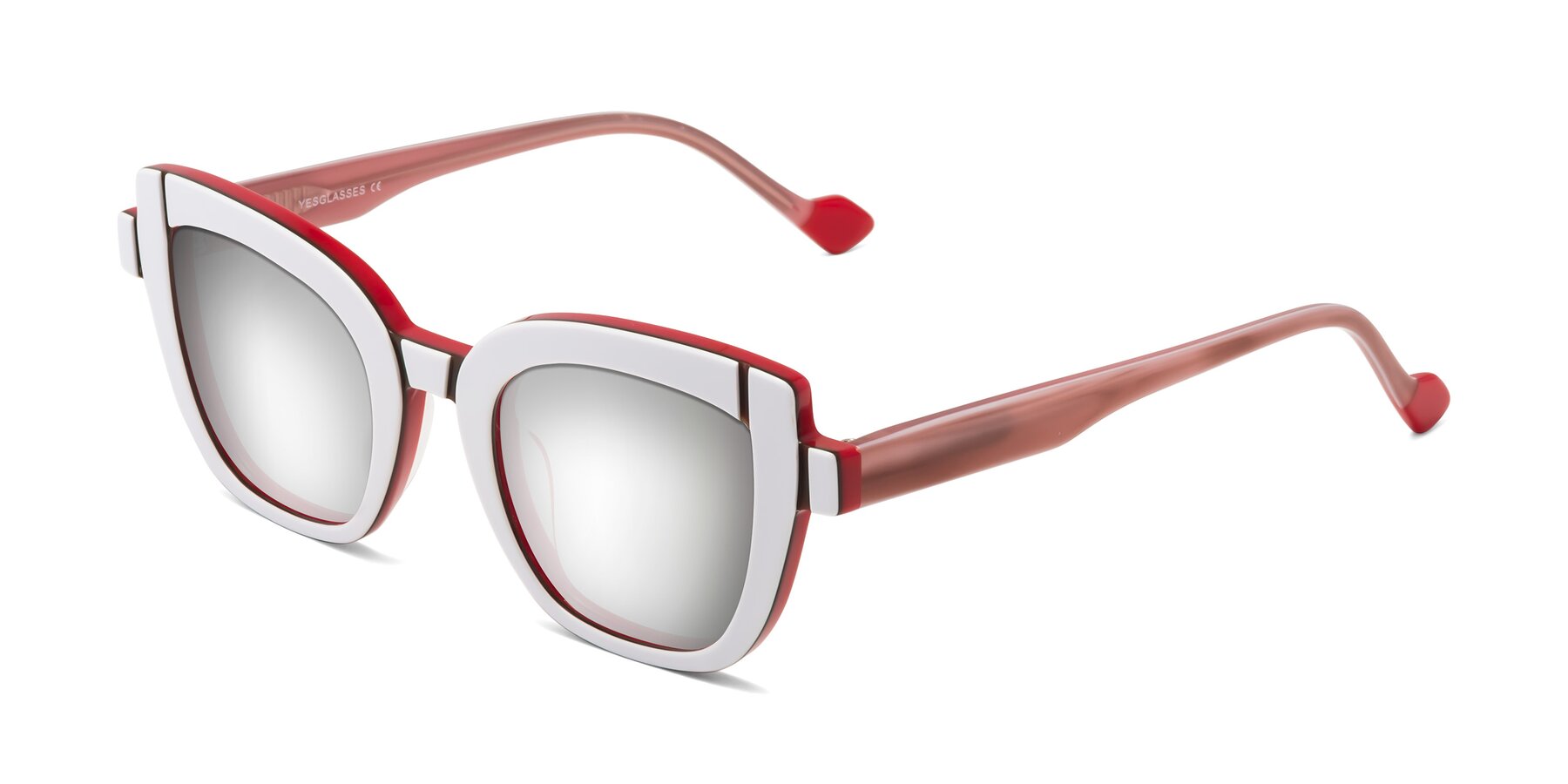 Angle of Sato in White-Red with Silver Mirrored Lenses