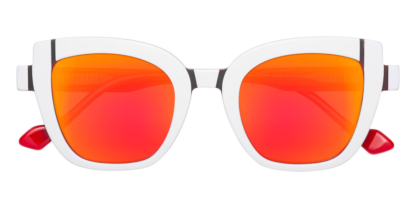 Sato - White / Red Flash Mirrored Sunglasses