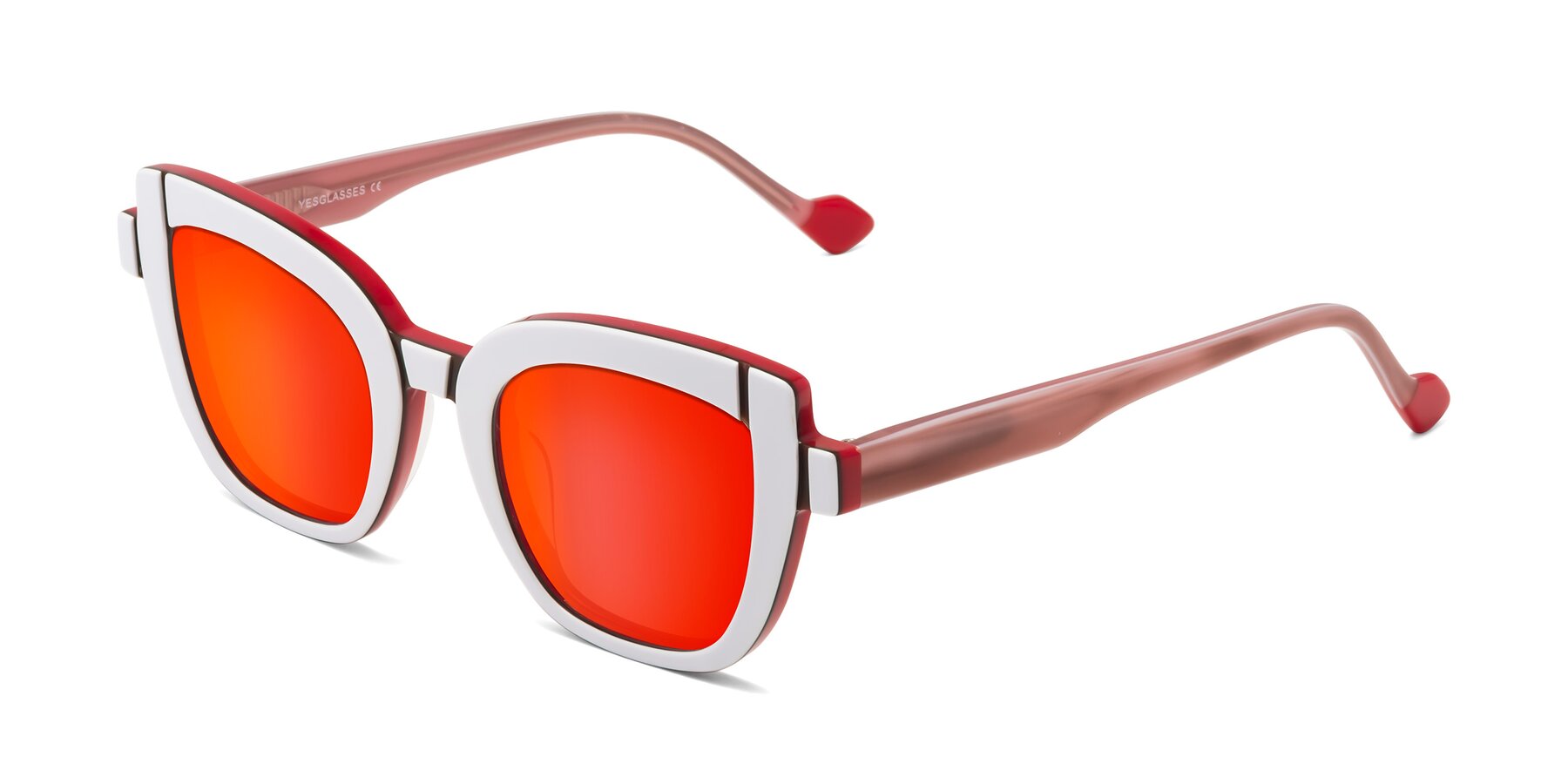 Angle of Sato in White-Red with Red Gold Mirrored Lenses