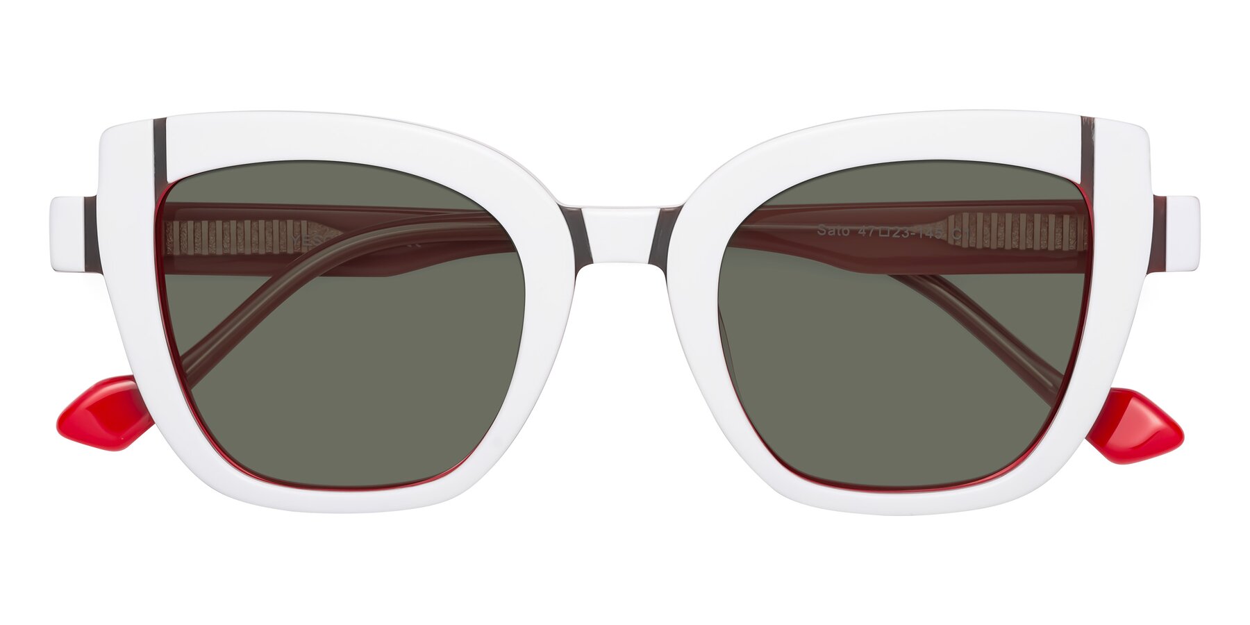 Folded Front of Sato in White-Red with Gray Polarized Lenses