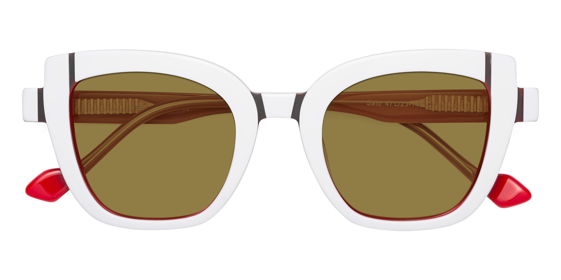 Folded Front of Sato in White-Red with Brown Polarized Lenses
