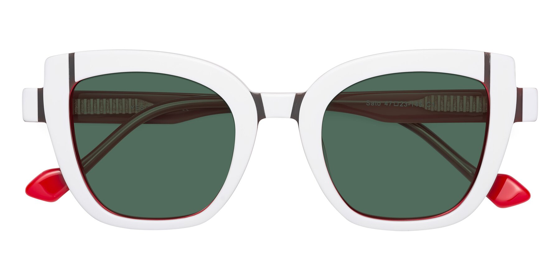 Folded Front of Sato in White-Red with Green Polarized Lenses