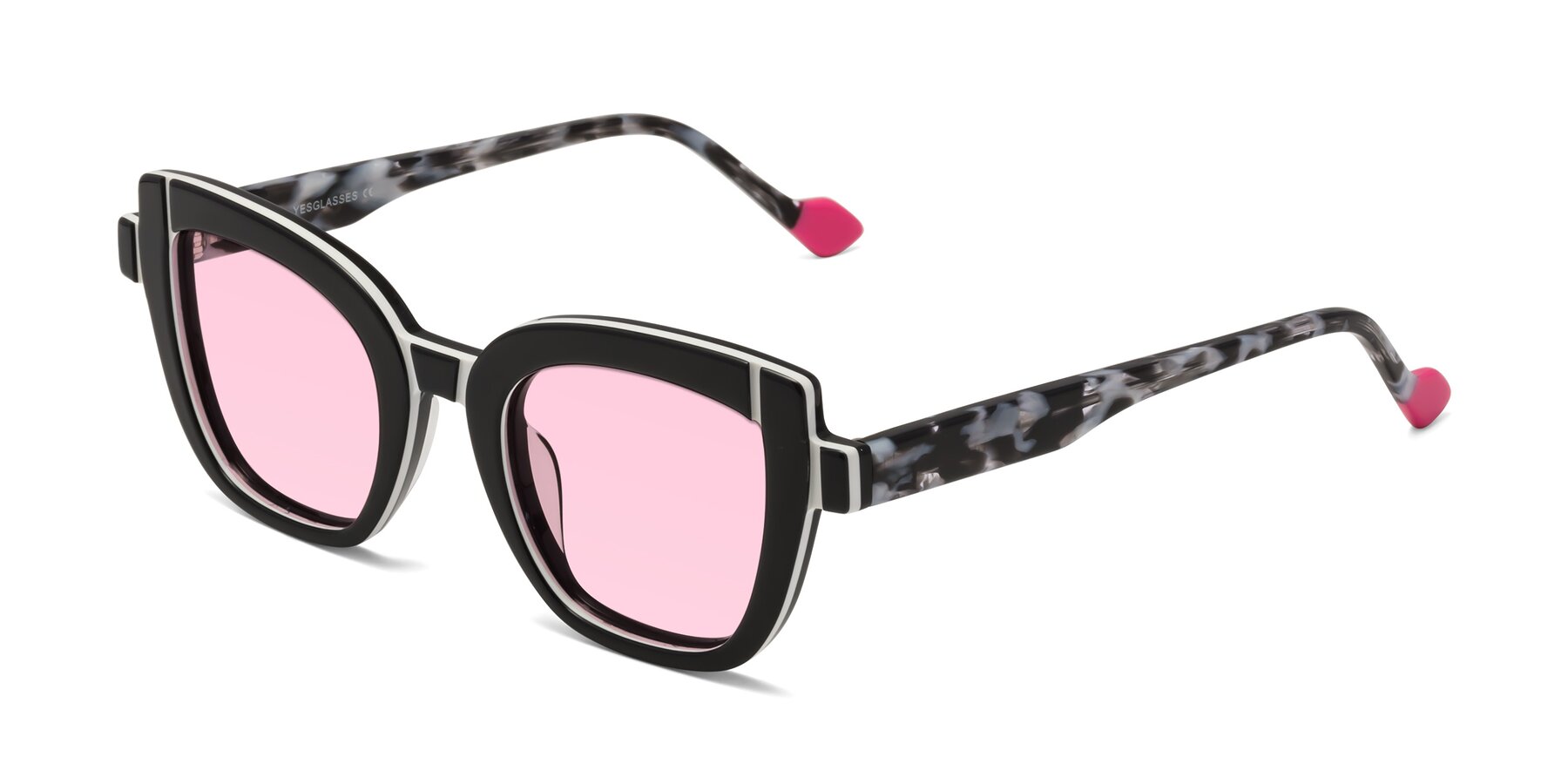 Angle of Sato in Black-White with Light Pink Tinted Lenses